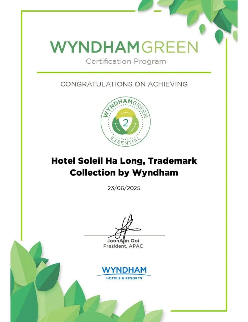 Certificate/Award in Hotel Soleil Ha Long, Trademark Collection by Wyndham