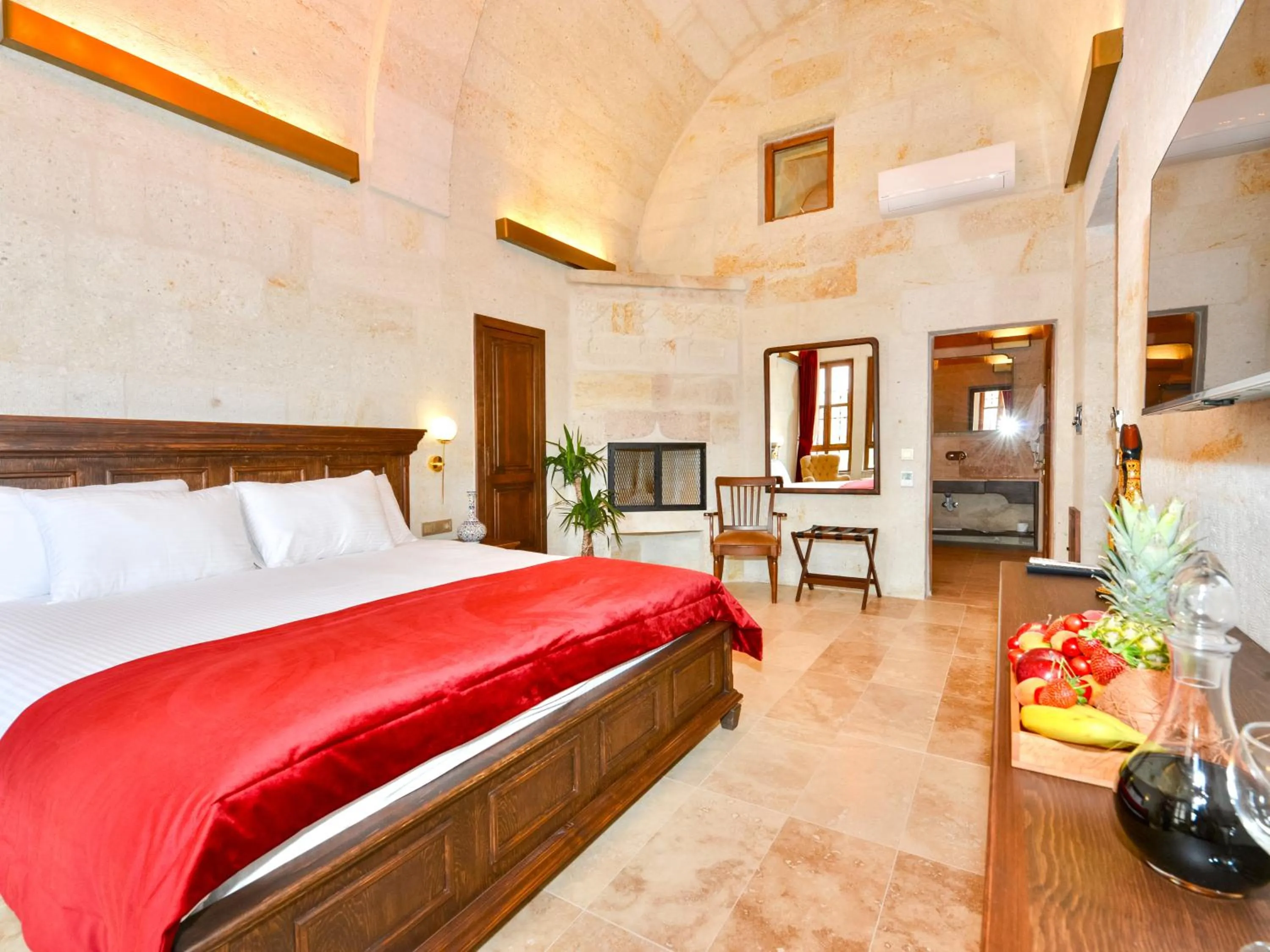 Bed in Evanthia Cave Suites - Special Class