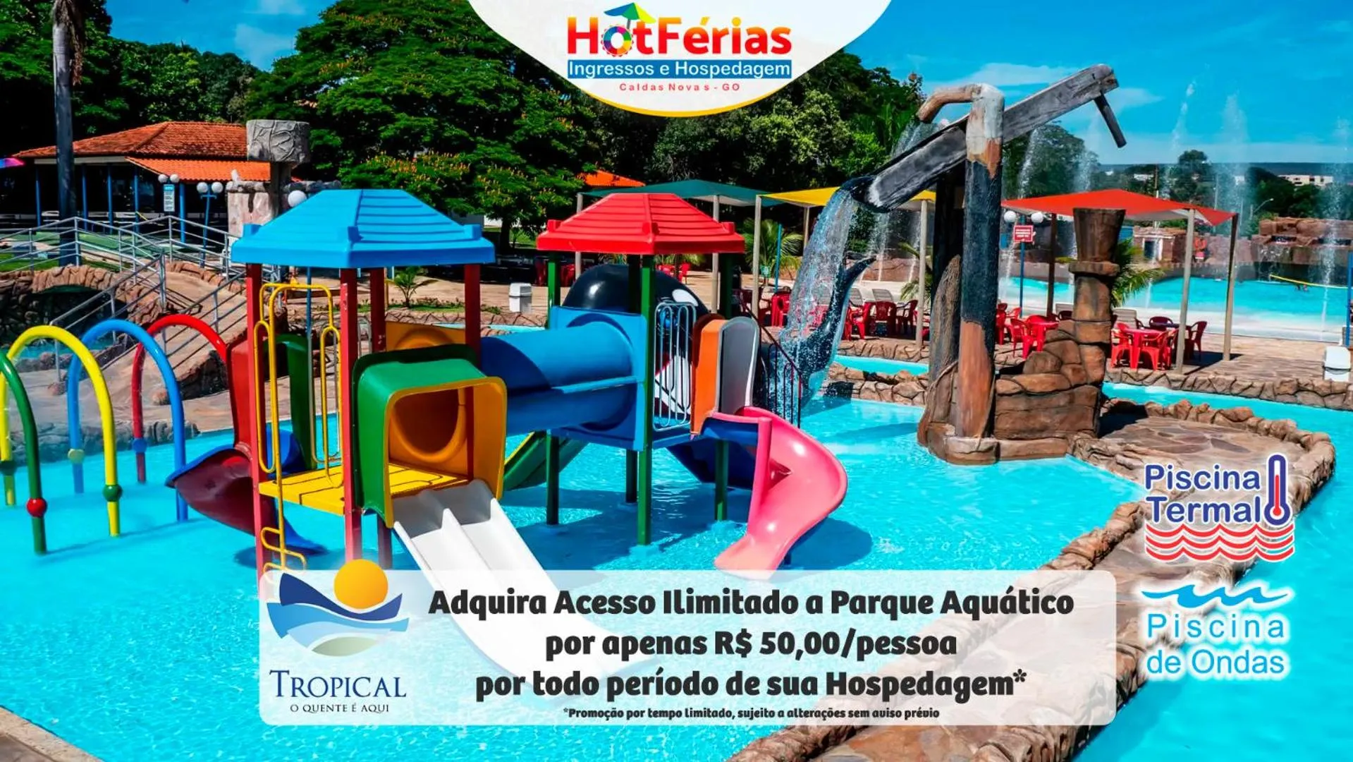 Aqua park in HotFérias - Flat no Enseada Caldas Novas, acesso ao Lago e pesca permitida, próx ao Náutico Praia Clube
