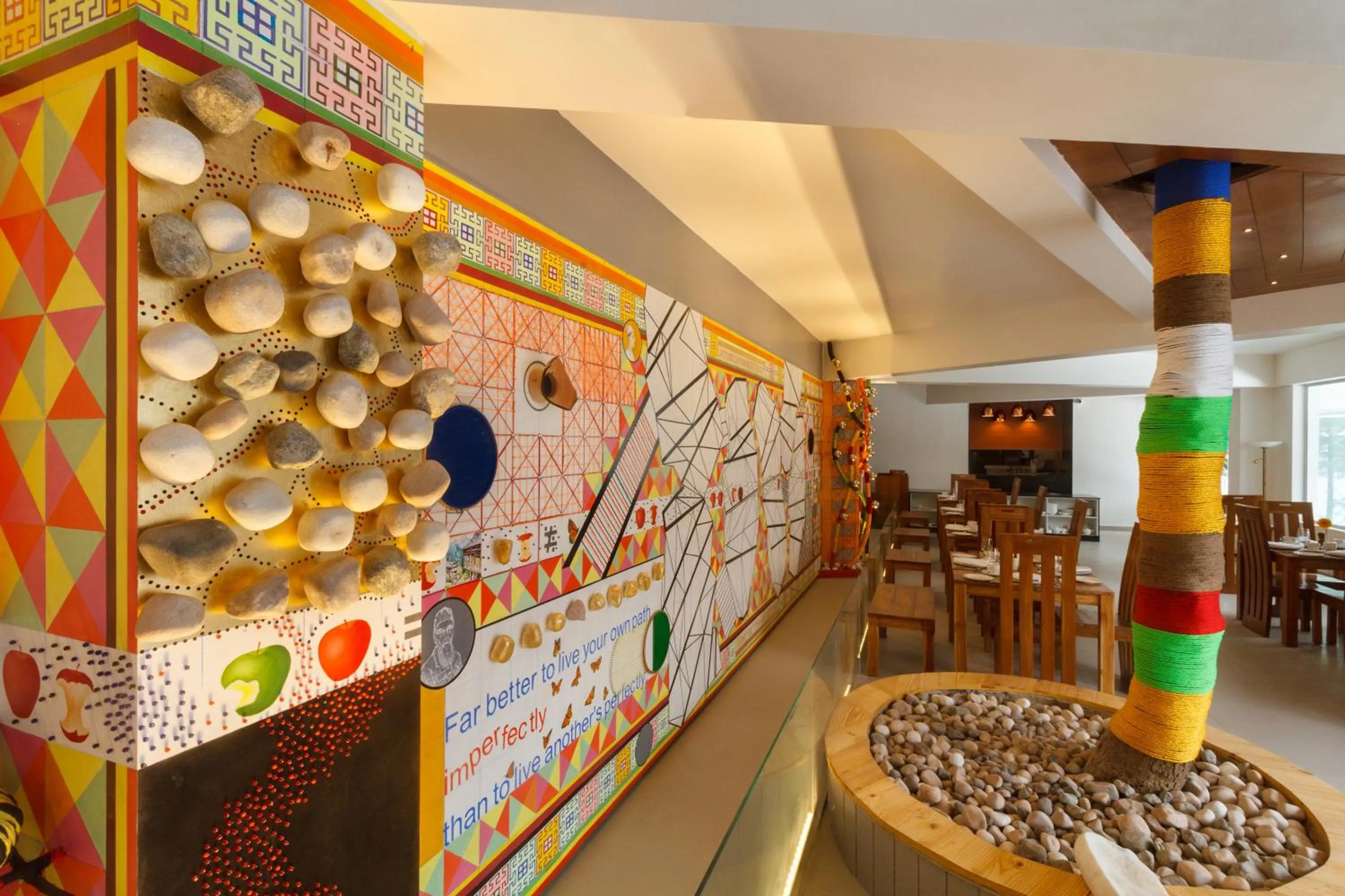 Decorative detail in Tree of Life Eila Art Hotel, Manali