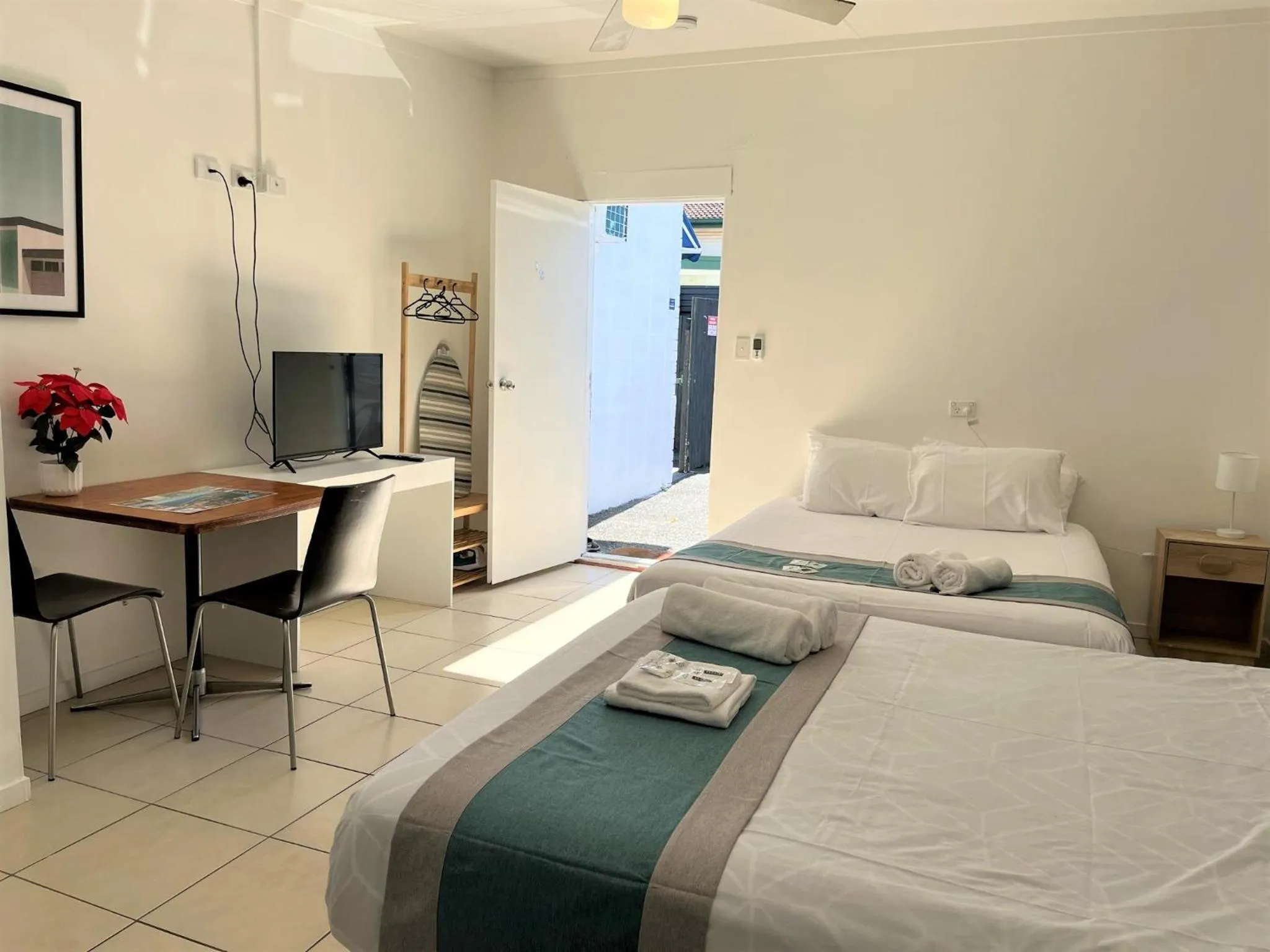 Bed in Aqua Blue Motel