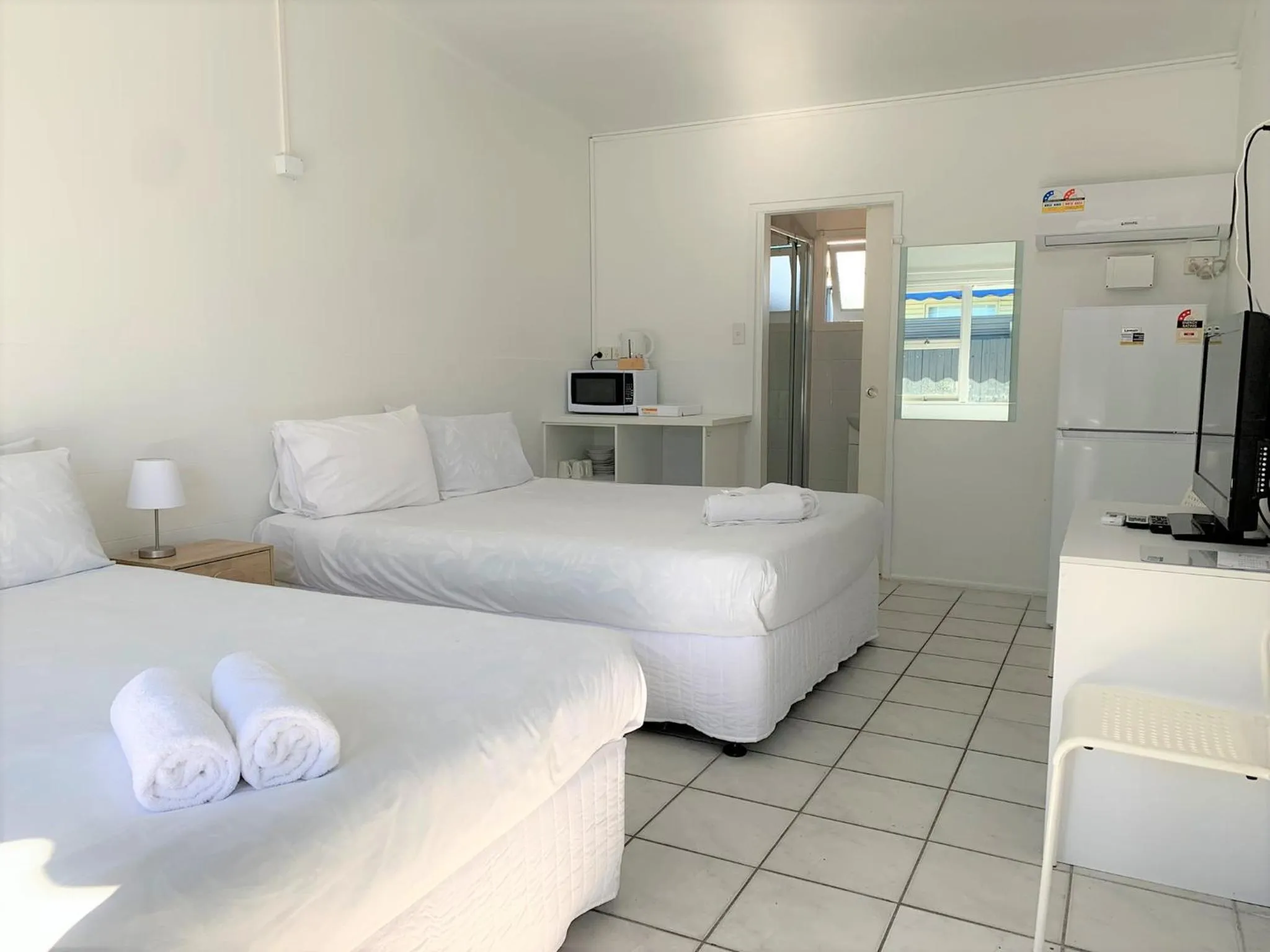 Bed in Aqua Blue Motel