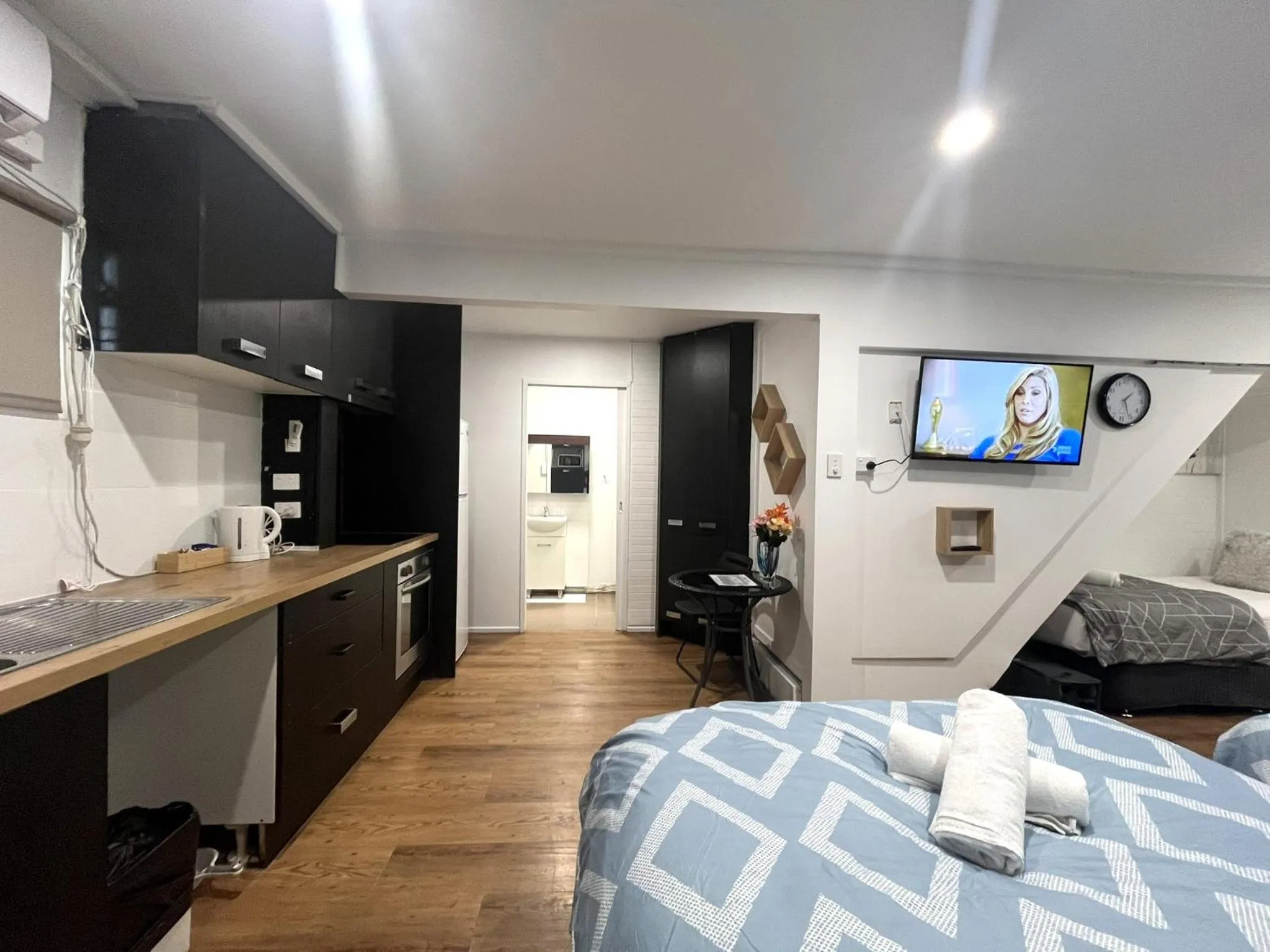 Bed in Aqua Blue Motel