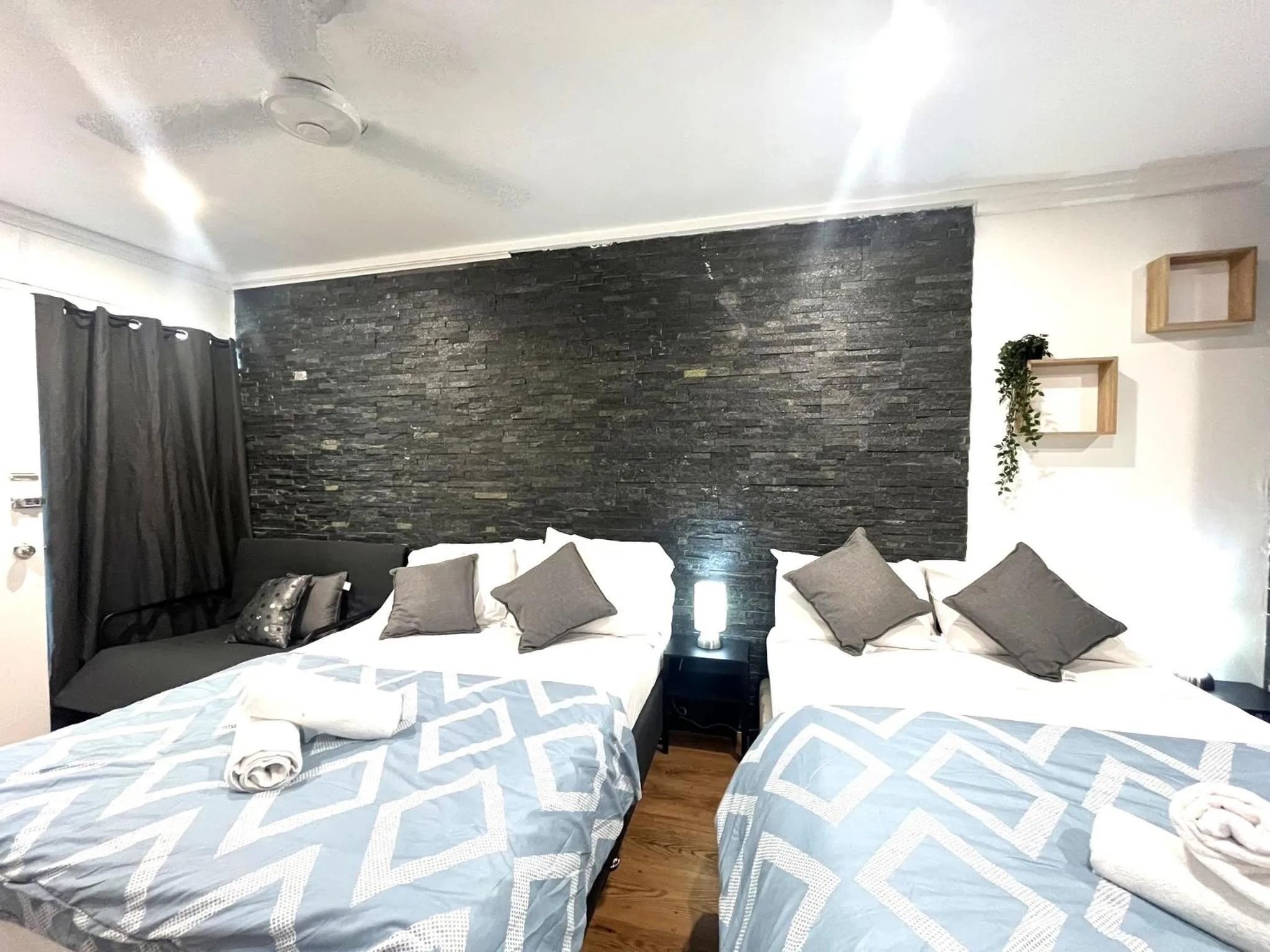 Bed in Aqua Blue Motel