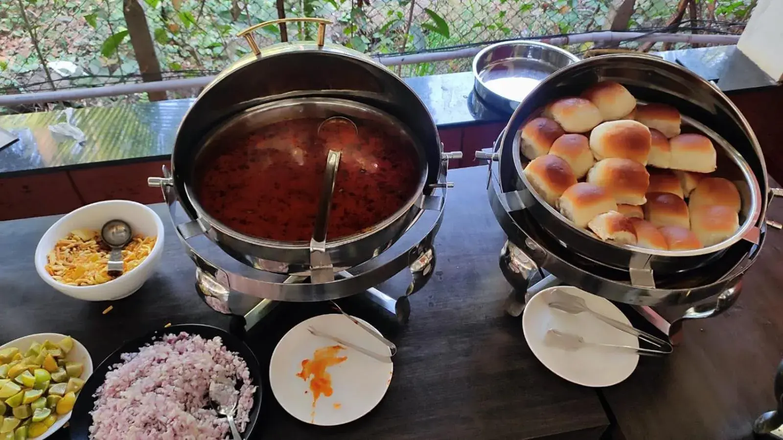 Buffet breakfast in Cocorico Beach Resort Buffet breakfast in Cocorico Beach Resort