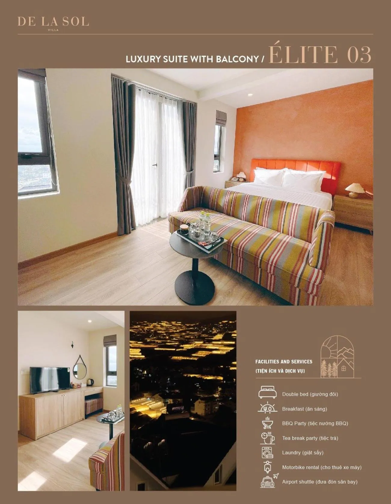 room service, Bed in De La Sol Villa Dalat