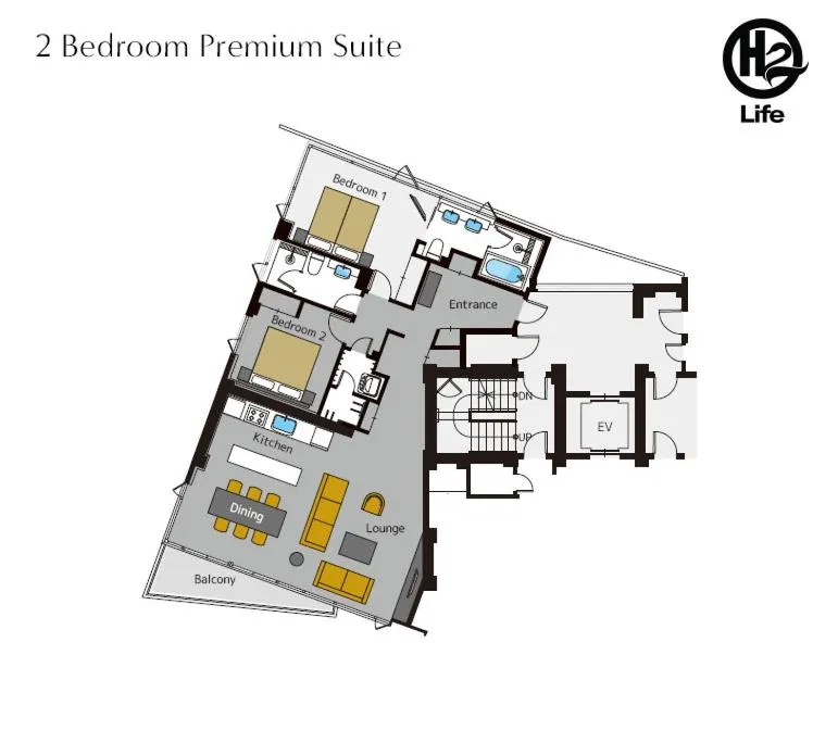 Floor plan in Aspect Luxury Apartments by H2 Life