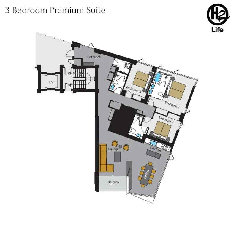 Floor plan in Aspect Luxury Apartments by H2 Life