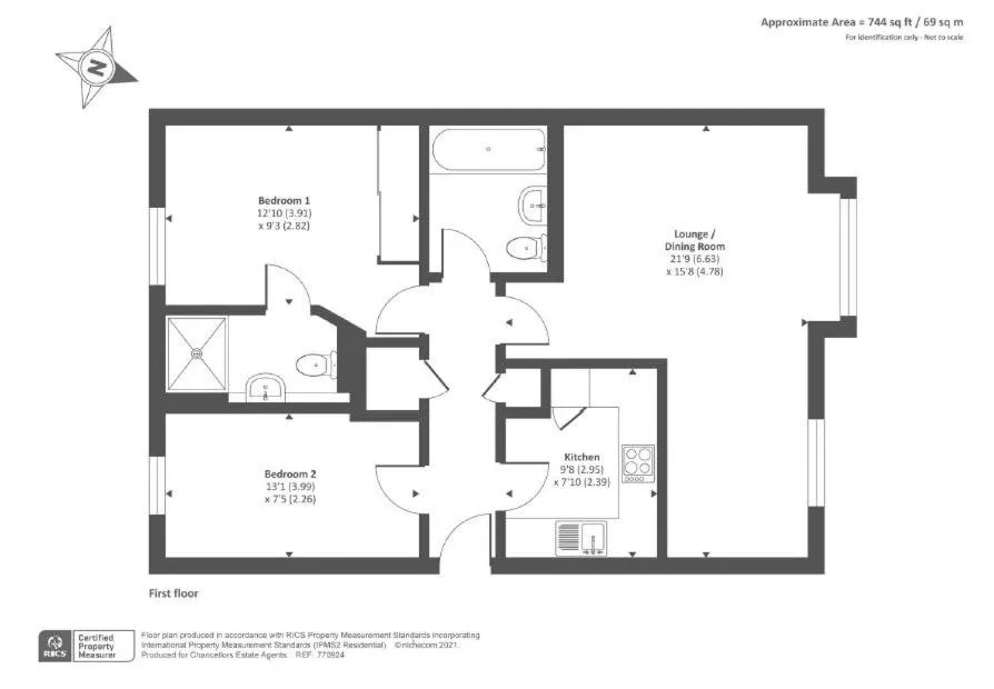 Floor plan in Risinghurst, Oxford, an ENTIRE 2beds, 2bathrooms, free Wi-Fi, Free Parking
