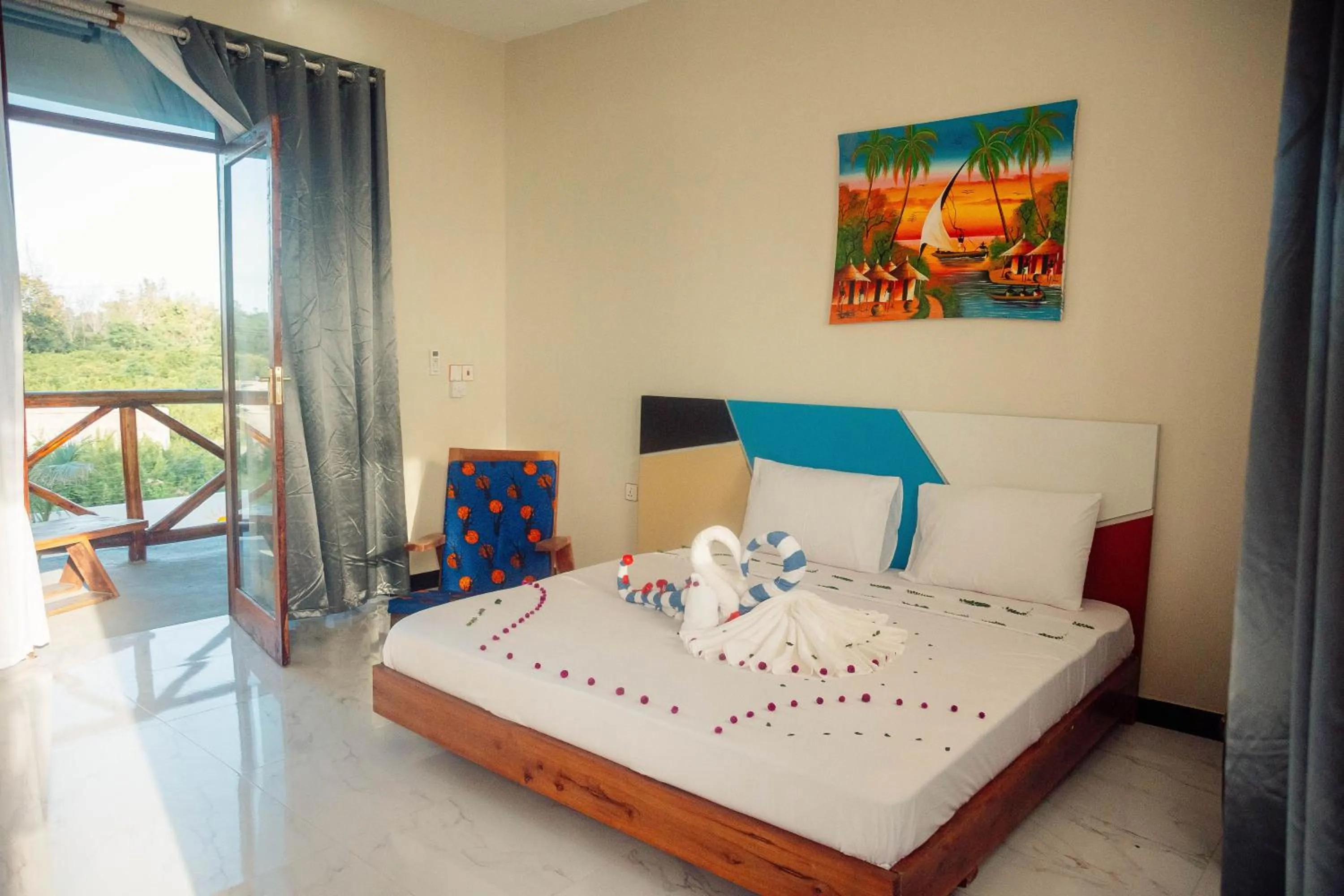 Bed in Ocean Breeze Hotel