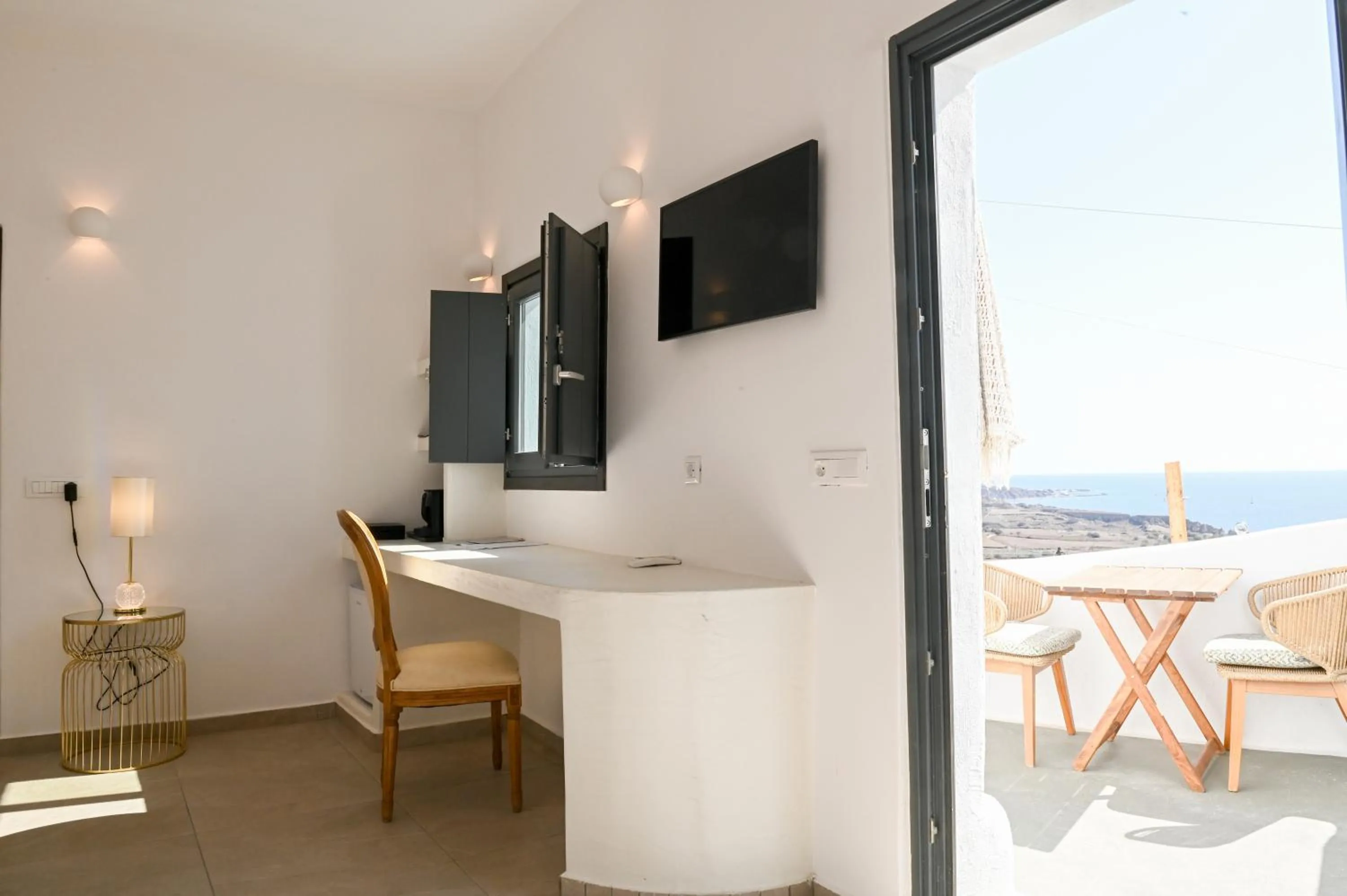 Seating area in White Curves Santorini
