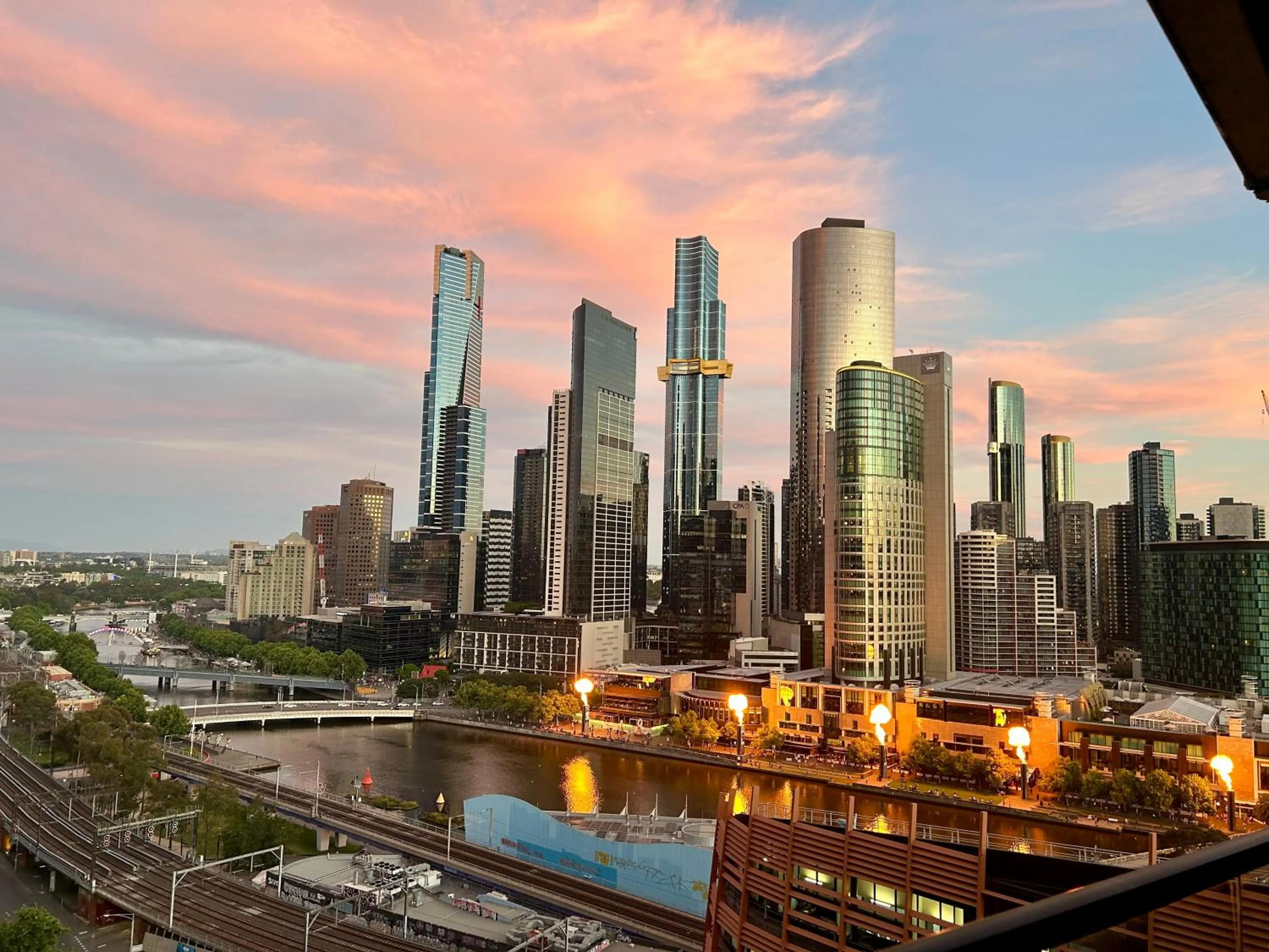 City view in Aura2107, CBD Entire 2 Bedroom Apartment with Balcony and Stunning Yarra River Views