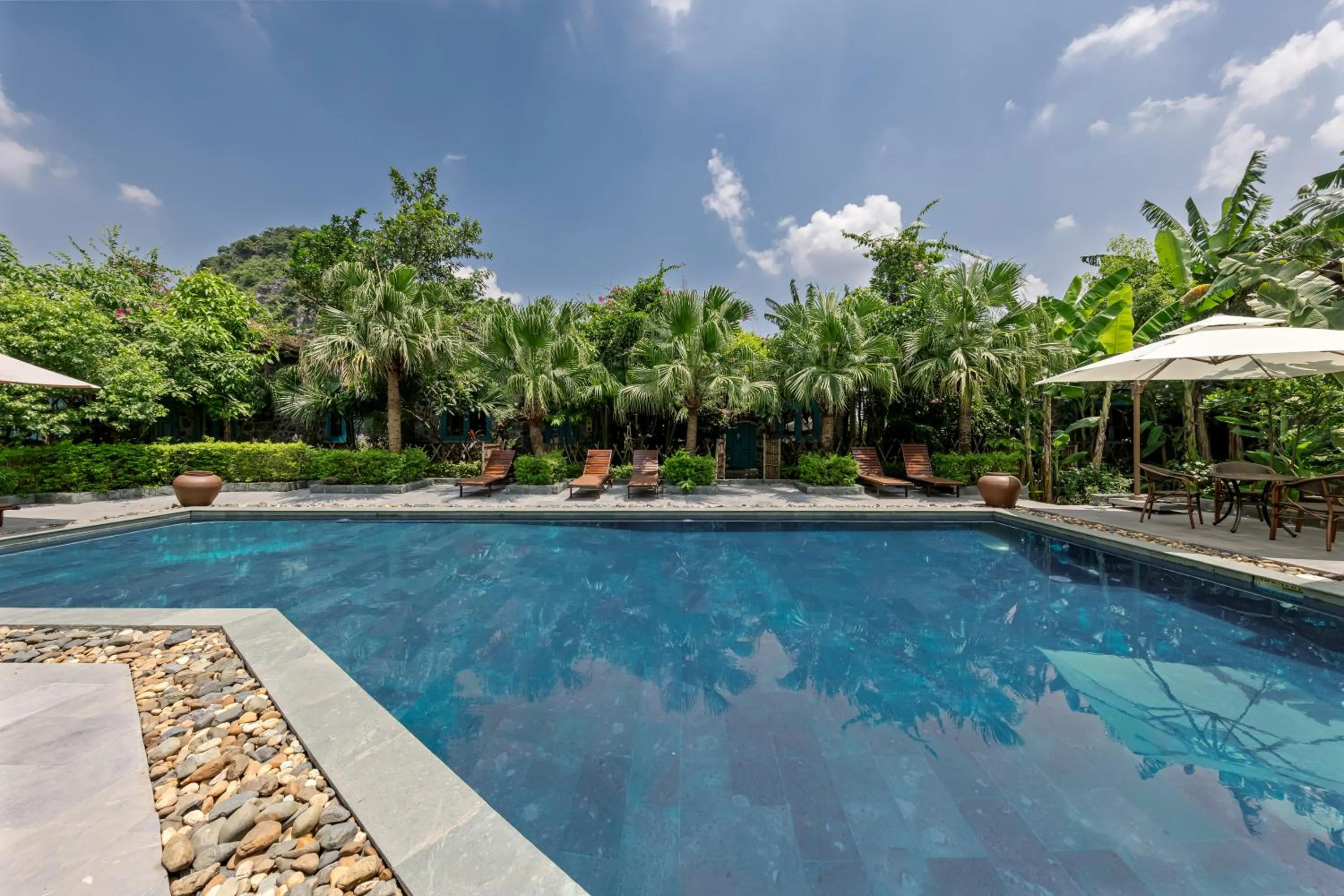 Swimming pool in ChezCao Rice Field Ecolodge Ninh Binh
