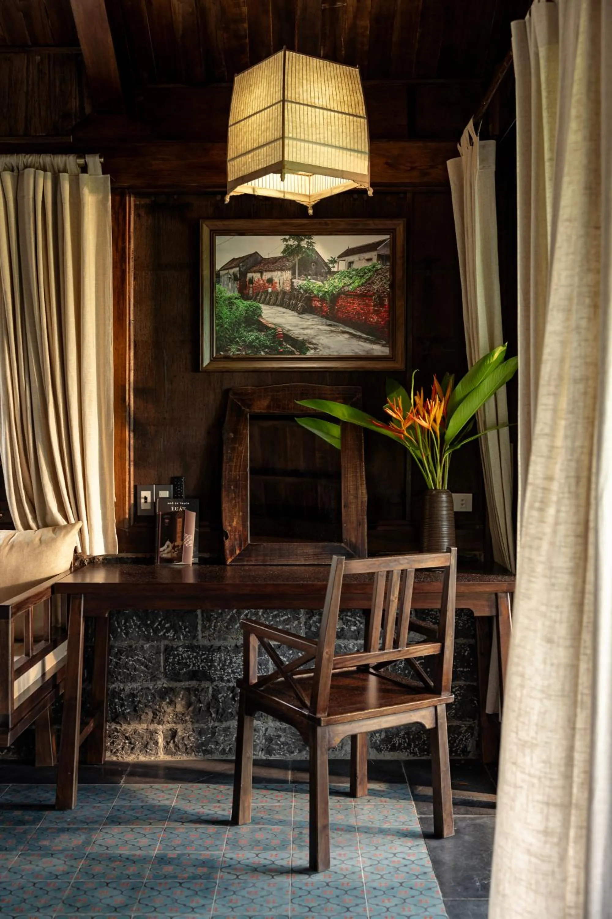 Seating area in ChezCao Rice Field Ecolodge Ninh Binh