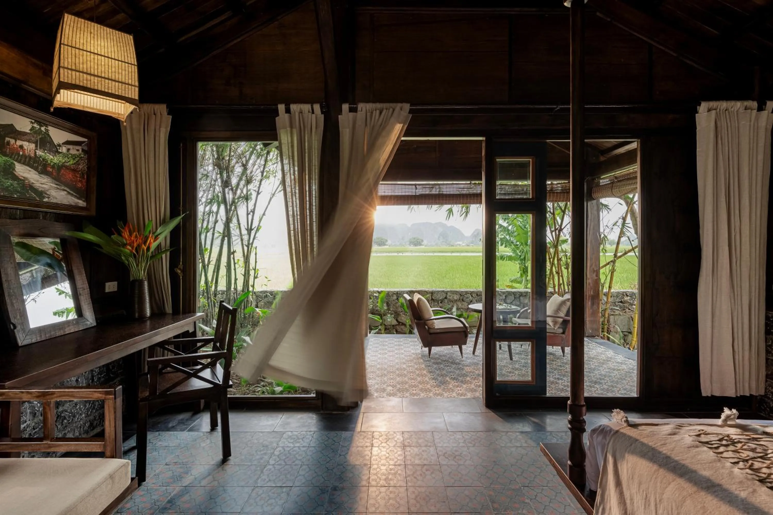 View (from property/room), Bed in ChezCao Rice Field Ecolodge Ninh Binh