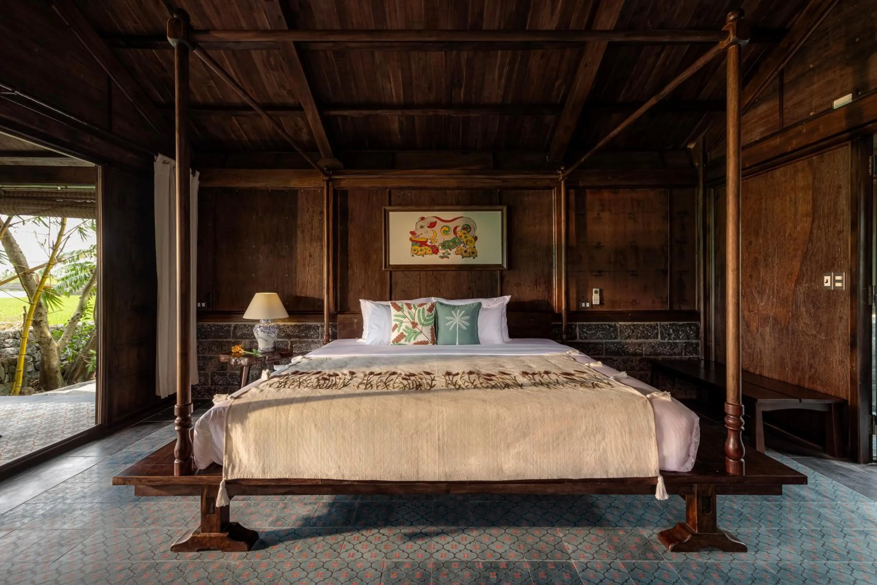Bed in ChezCao Rice Field Ecolodge Ninh Binh