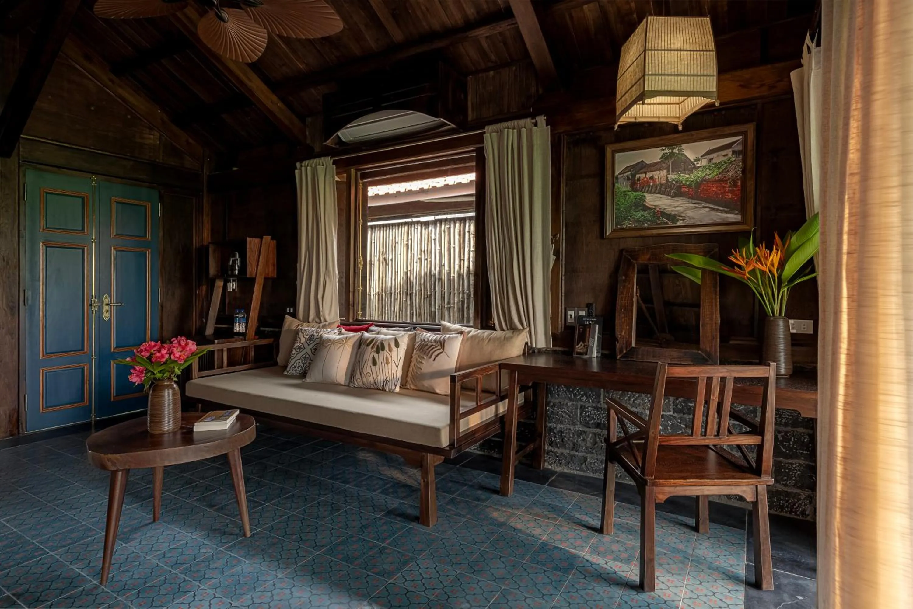 Seating area in ChezCao Rice Field Ecolodge Ninh Binh