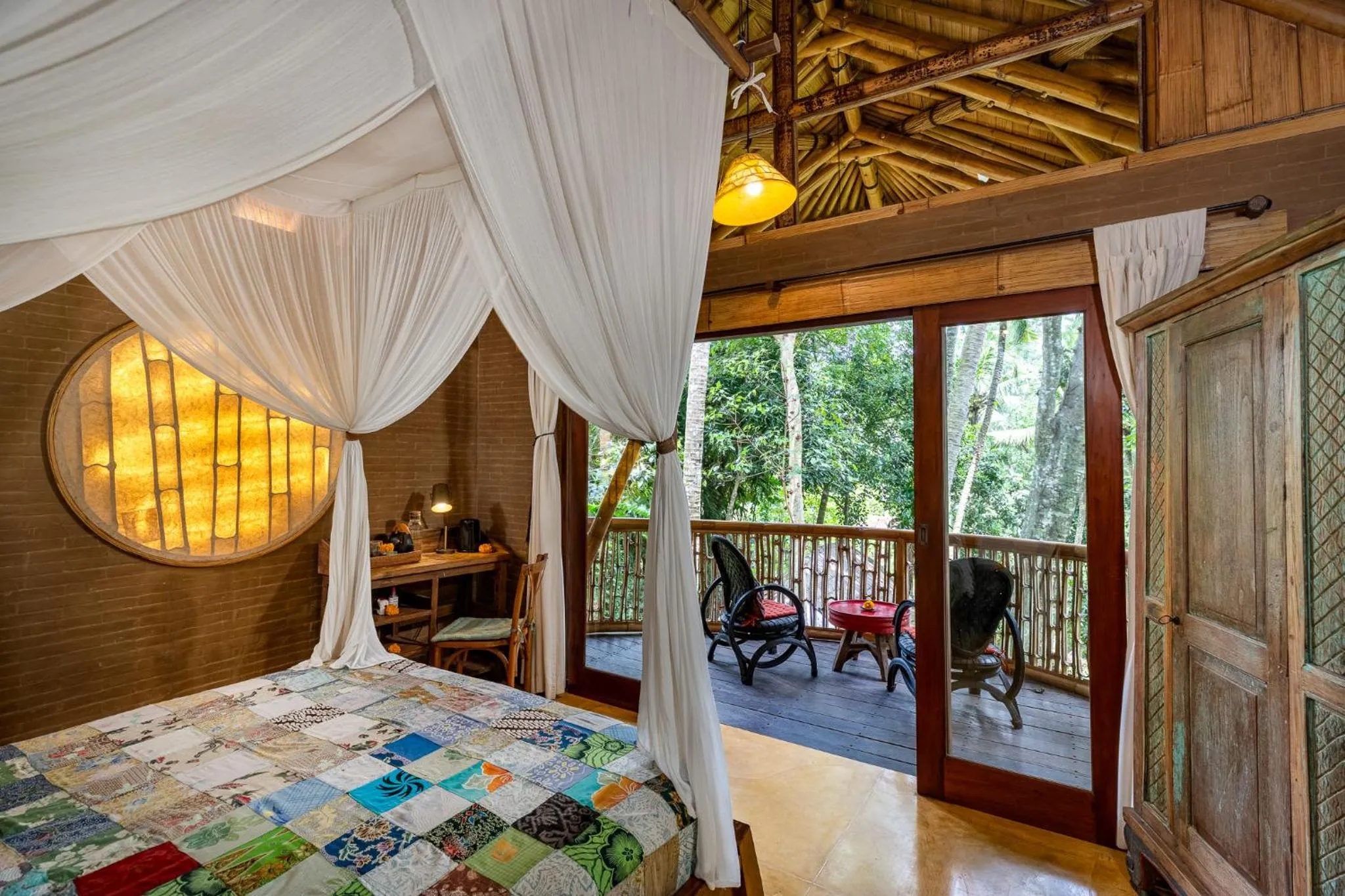 Bed in Bamboo Turtles Ecolodge