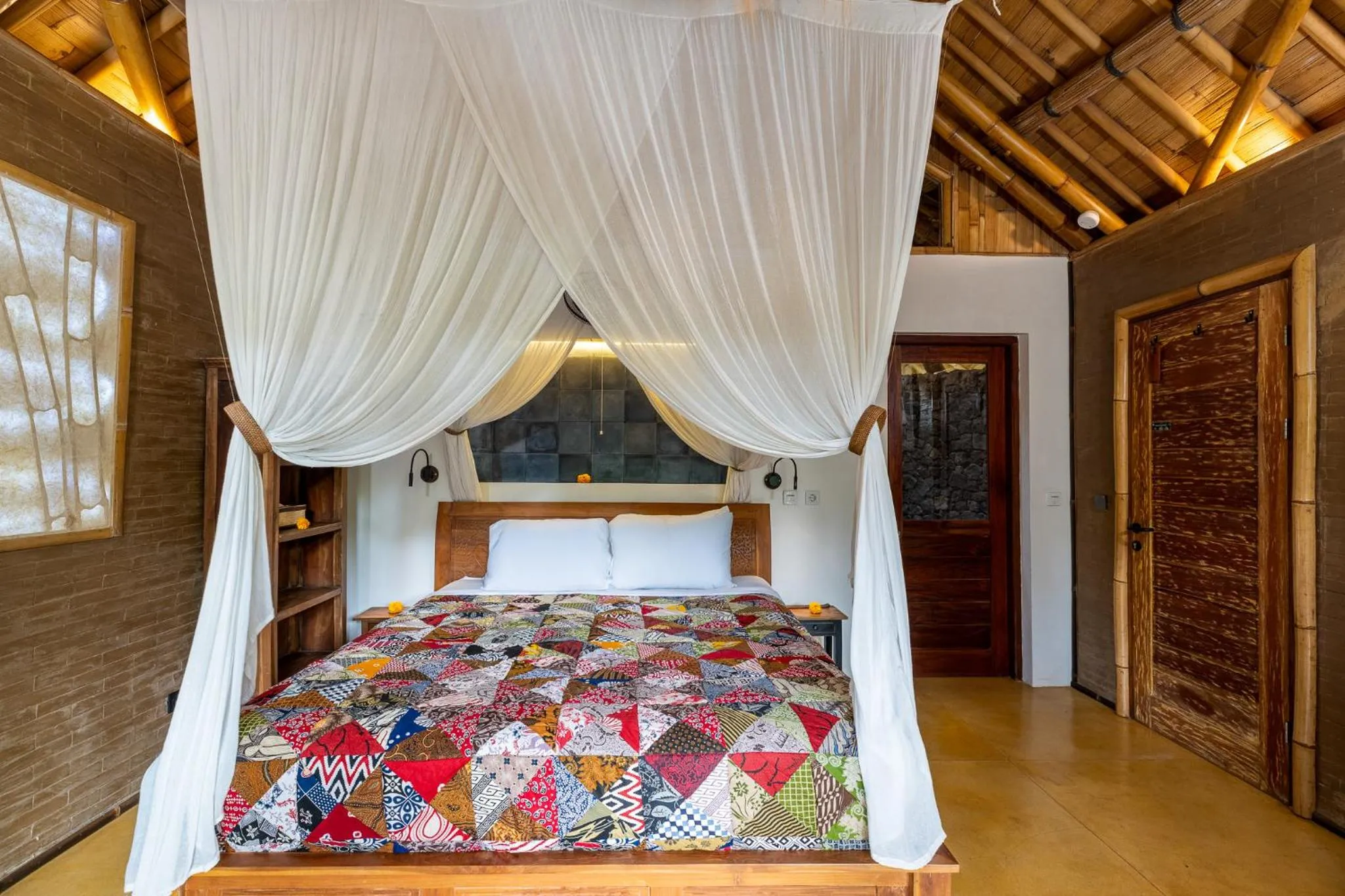 Bed in Bamboo Turtles Ecolodge