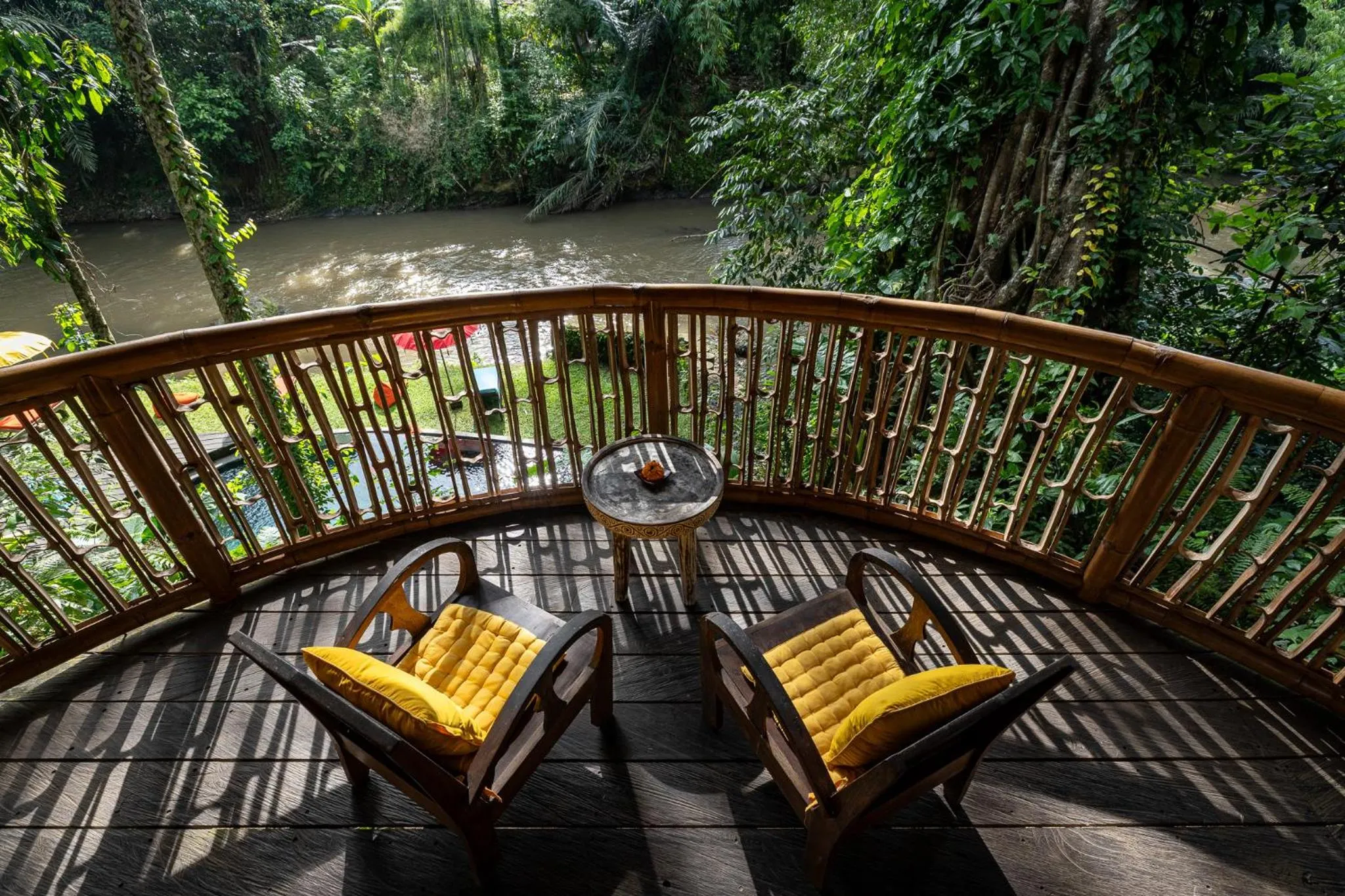 Seating area in Bamboo Turtles Ecolodge