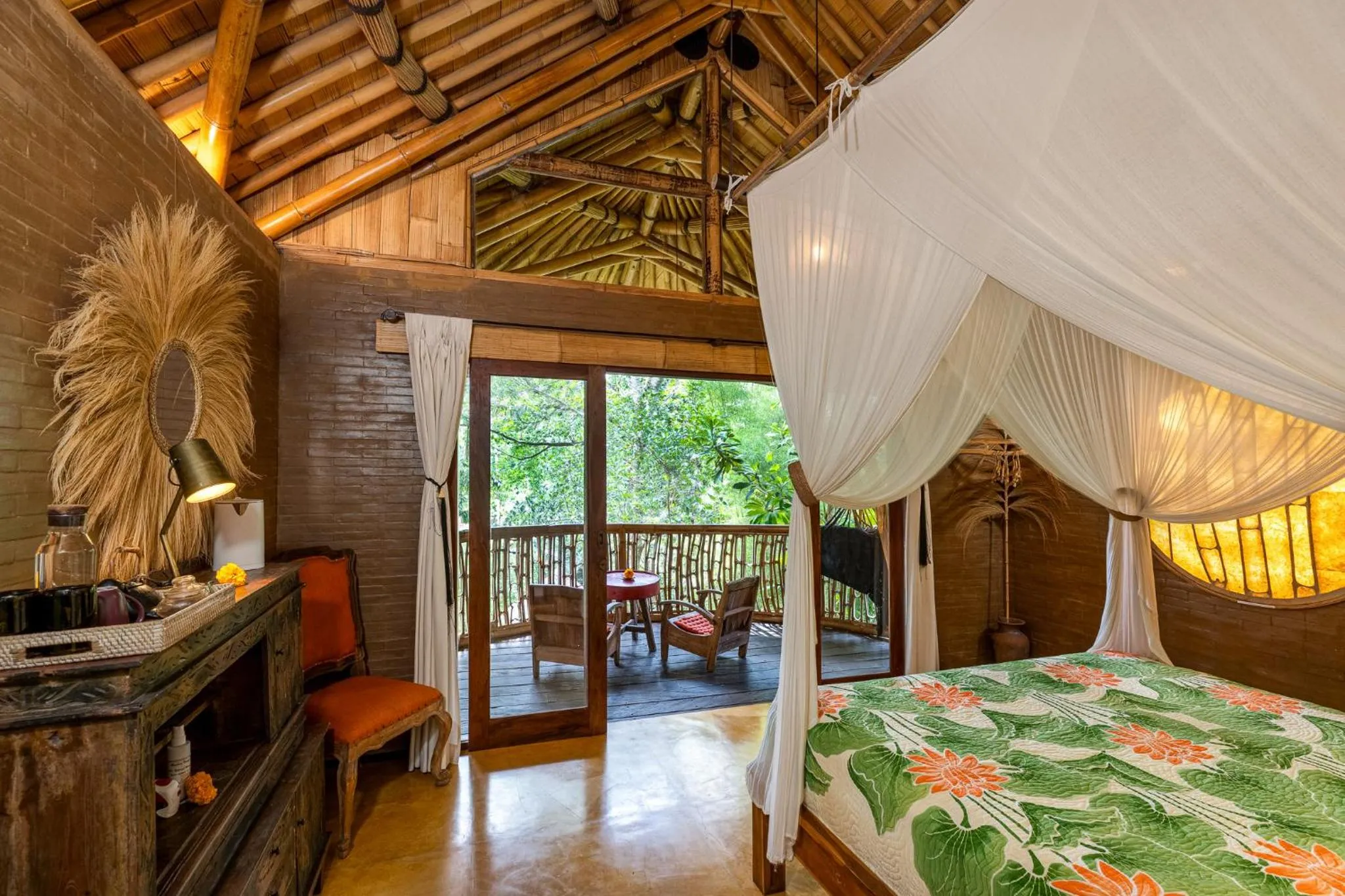 Bed in Bamboo Turtles Ecolodge
