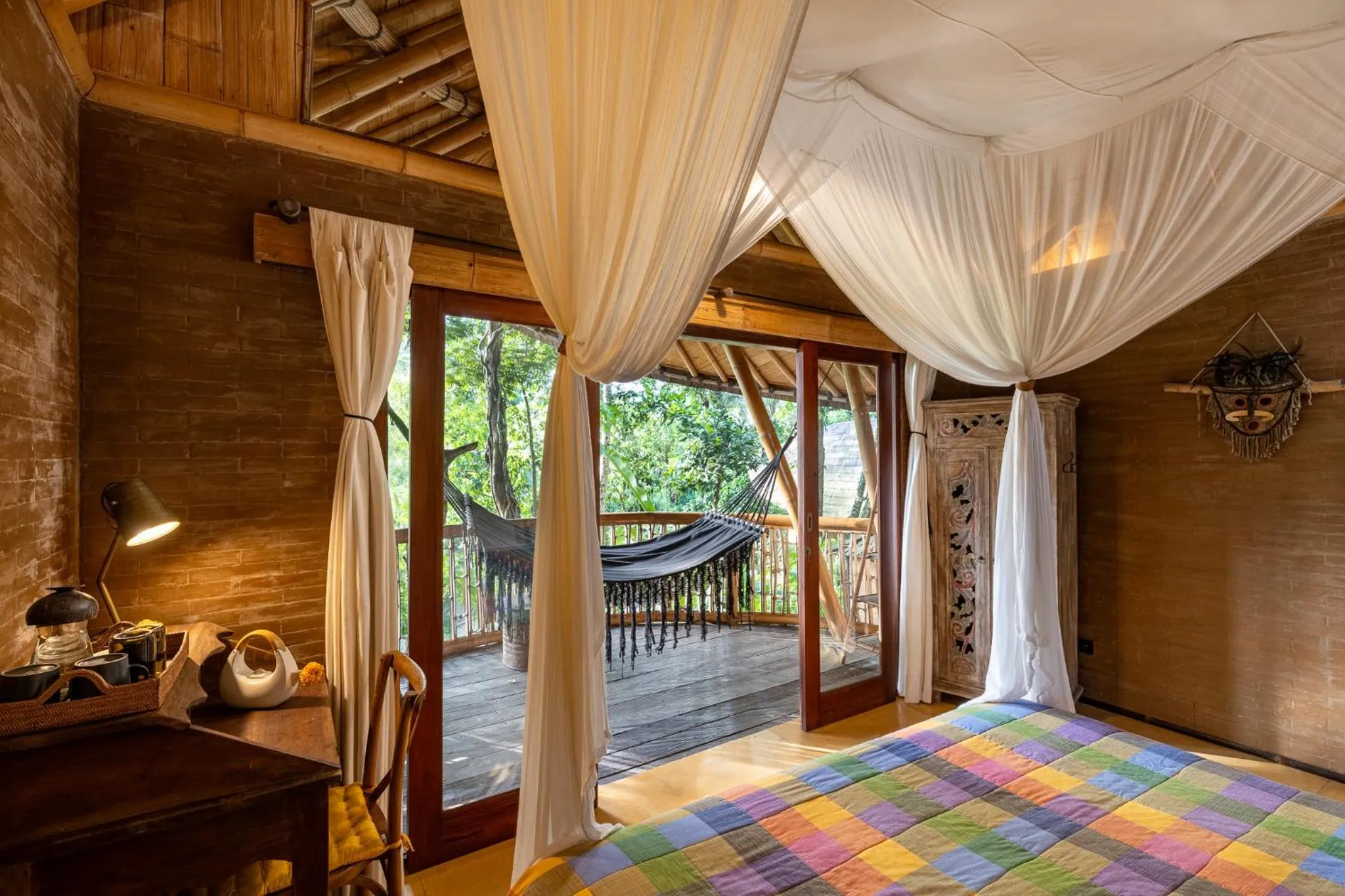 View (from property/room), Bed in Bamboo Turtles Ecolodge