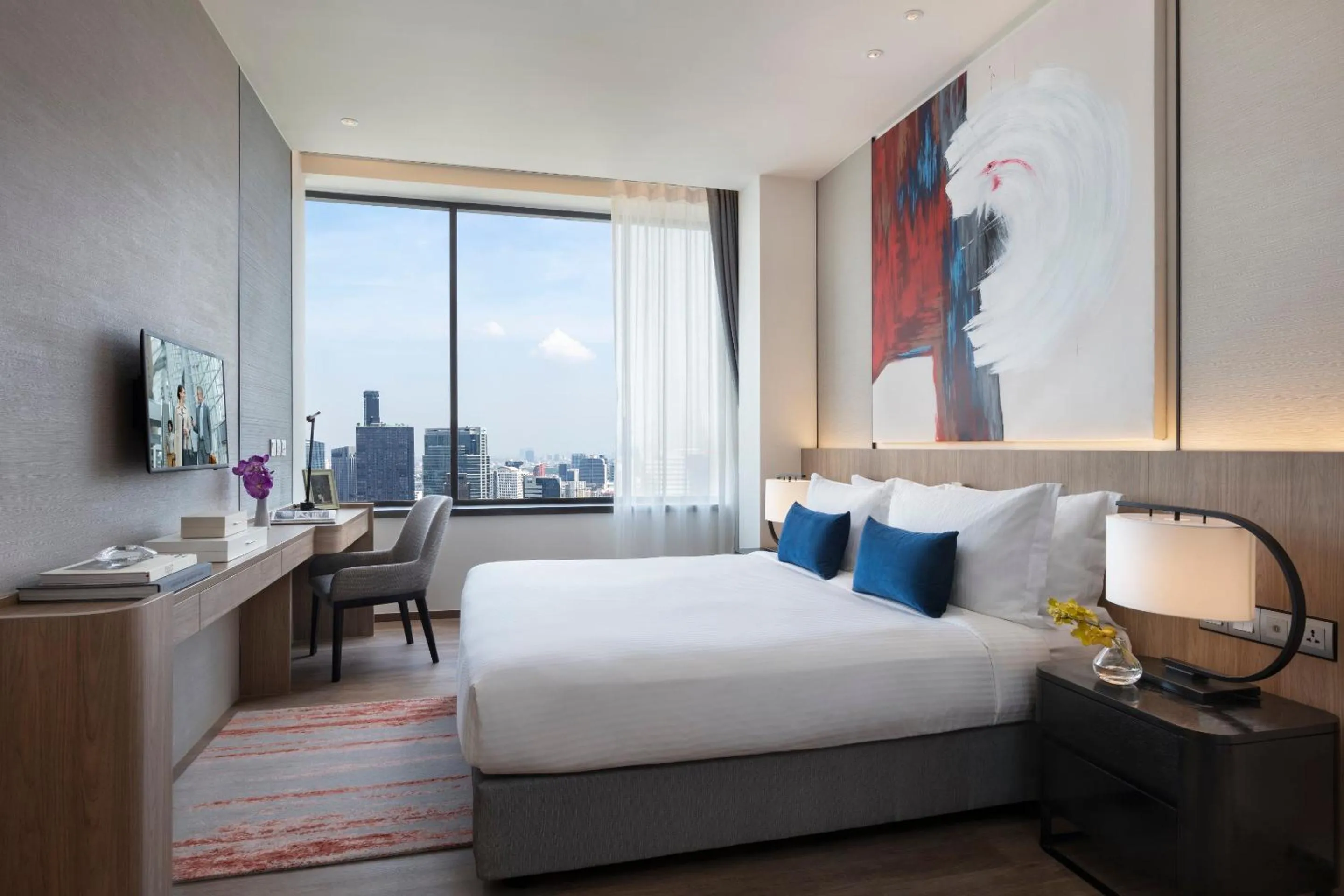 View (from property/room), Bed in Ascott Embassy Sathorn Bangkok