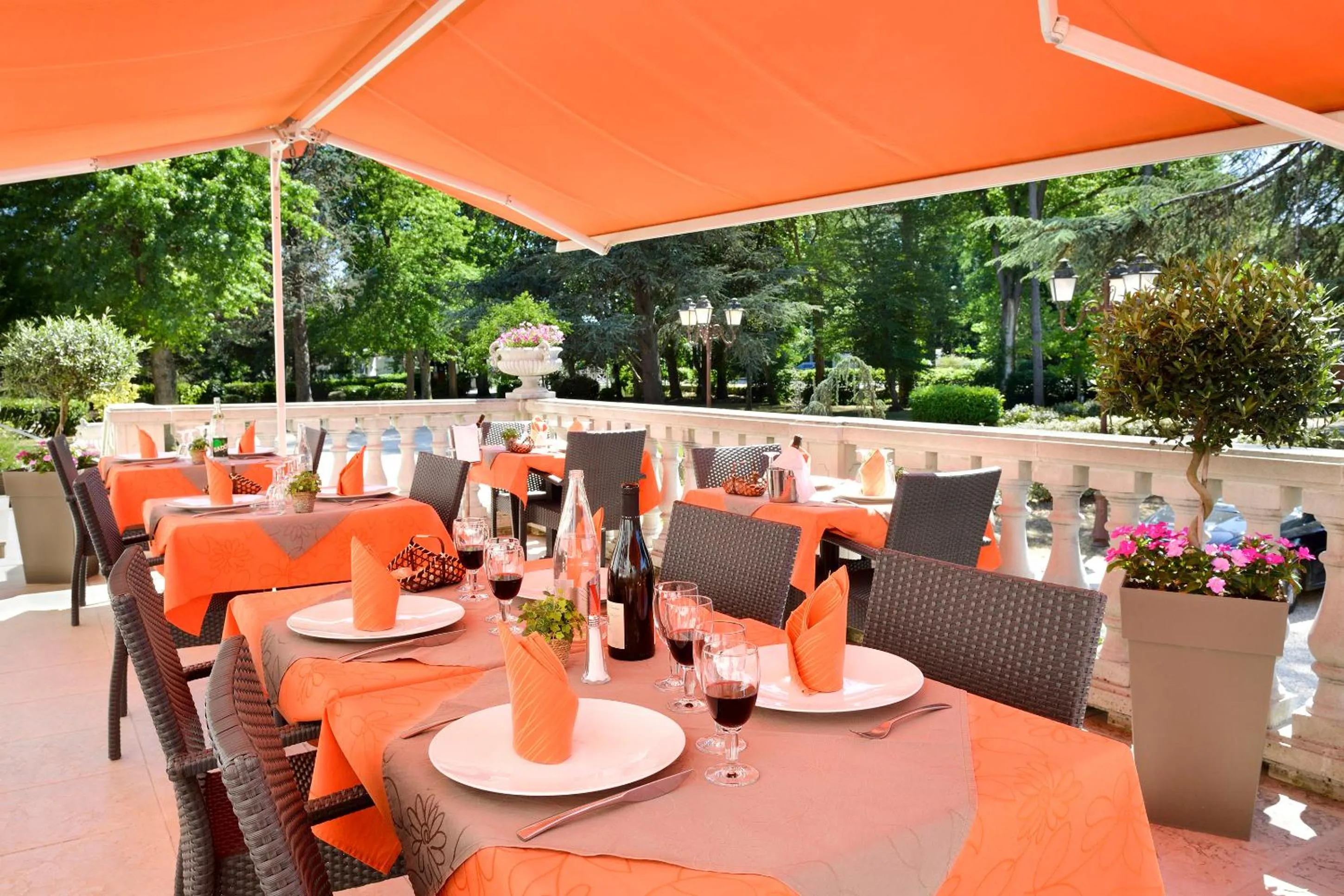Patio in Logis Hôtel Restaurant Le Parc