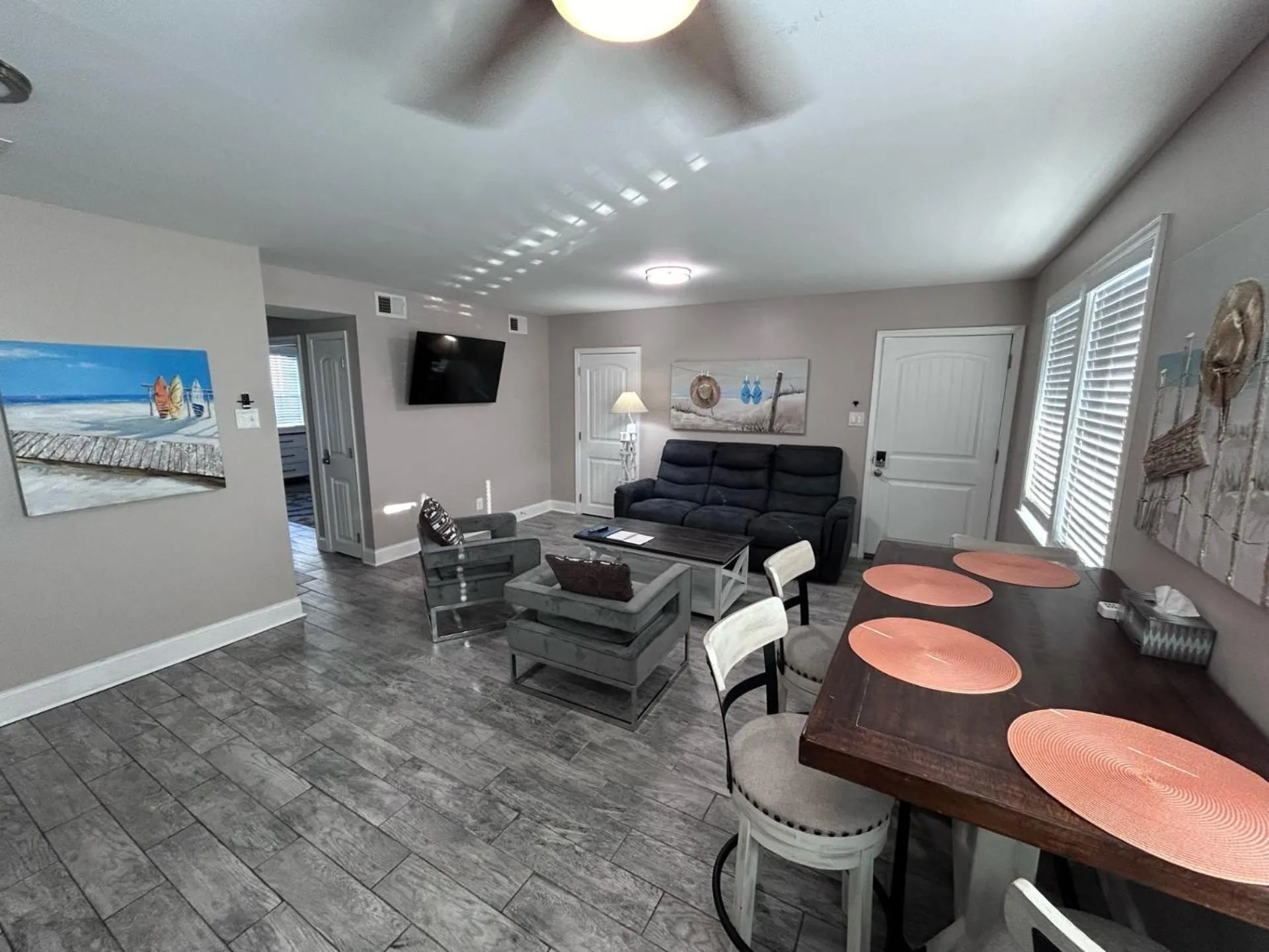 Living room in Beach Block Parking Modern Decor Porch