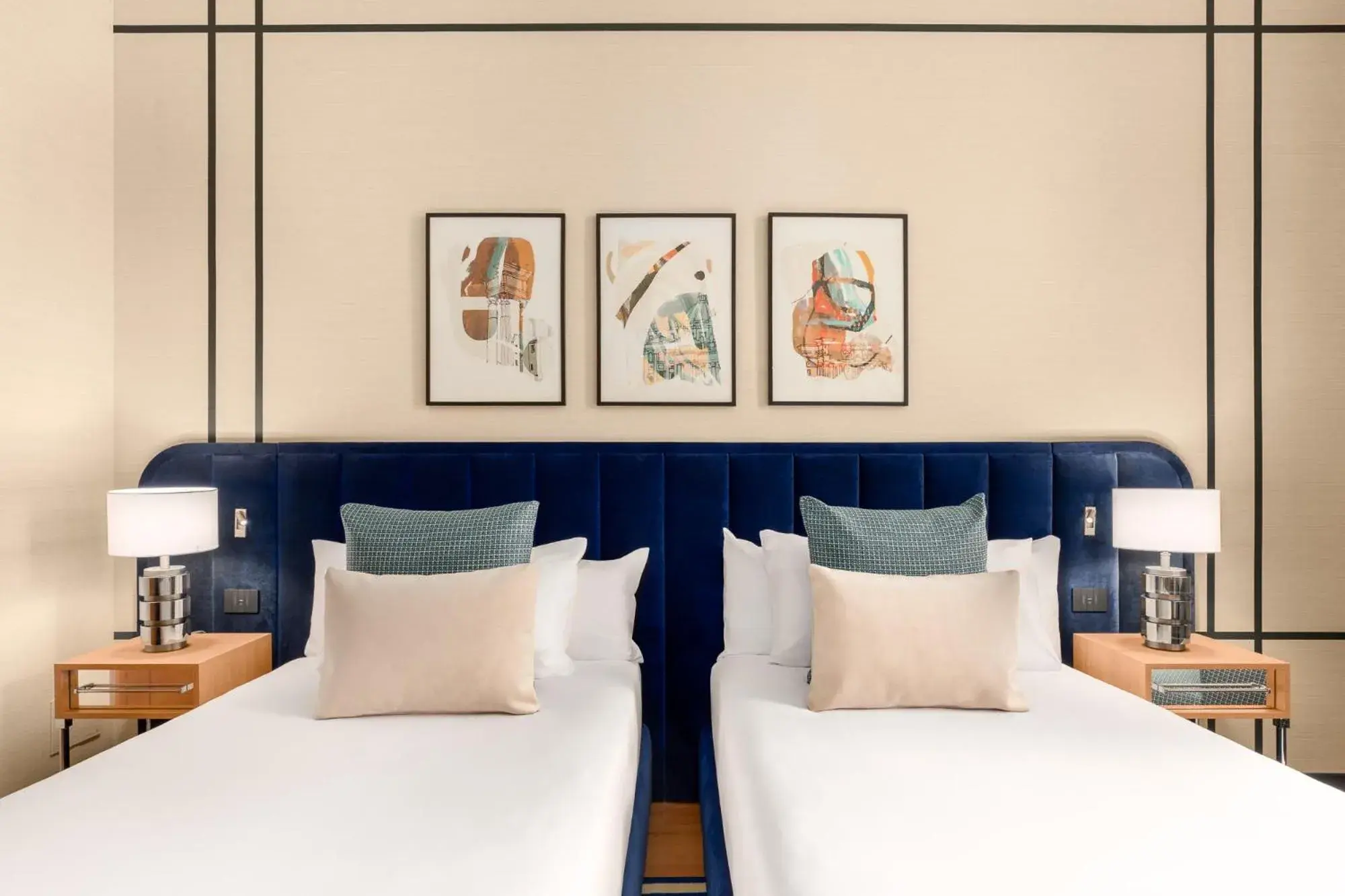 Decorative detail, Bed in Room Mate Collection Mia, Rome Colosseum Decorative detail, Bed in Room Mate Collection Mia, Rome Colosseum