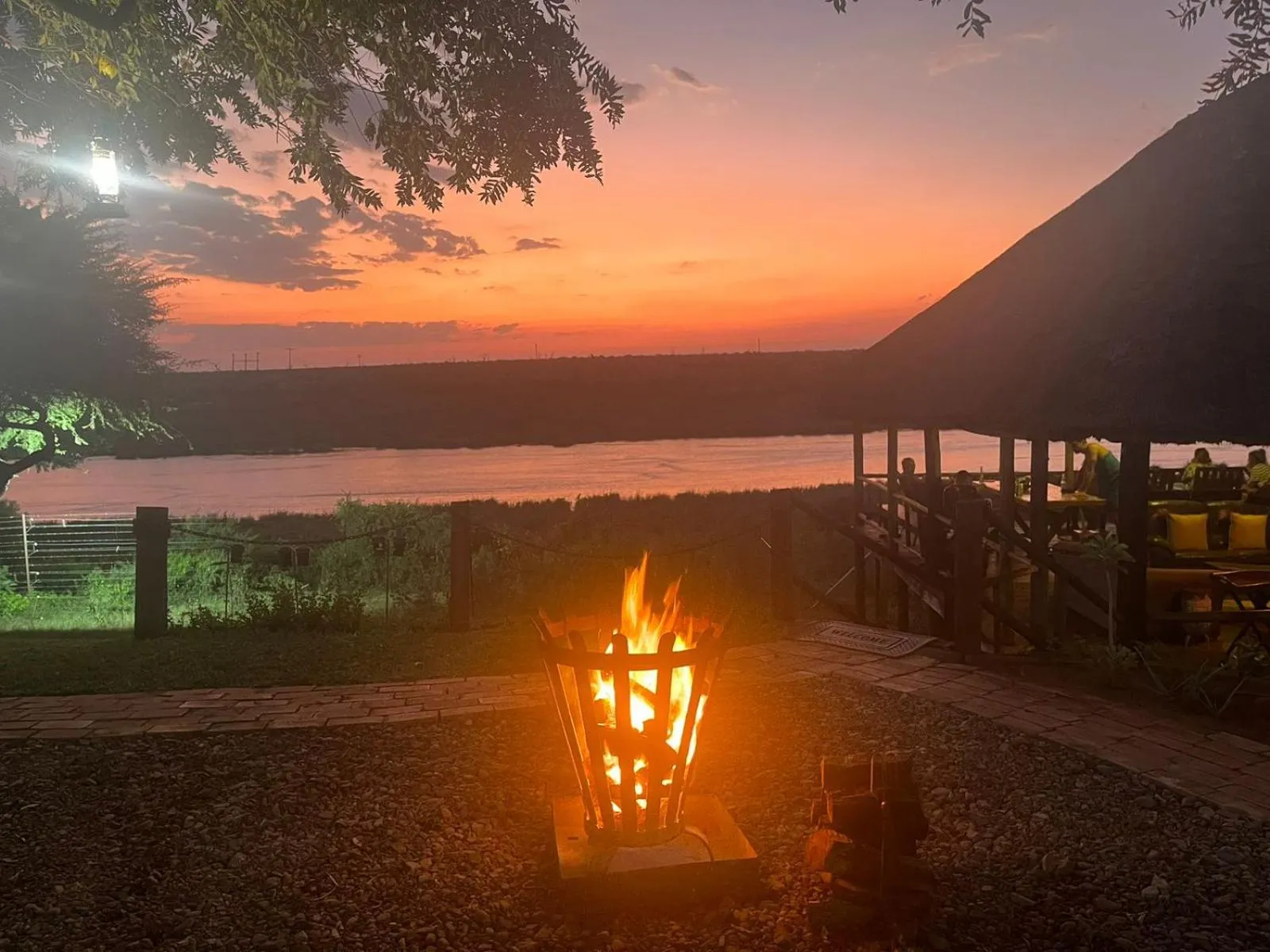 fireplace in Crocodile Bridge Safari Lodge