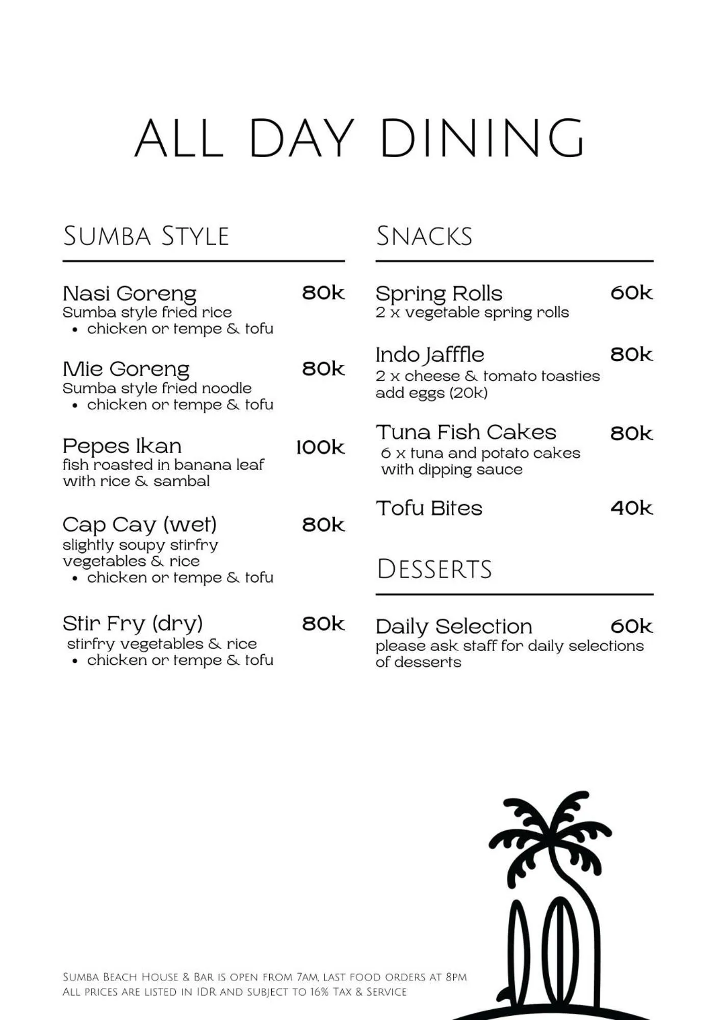 Restaurant/places to eat in Sumba Beach House