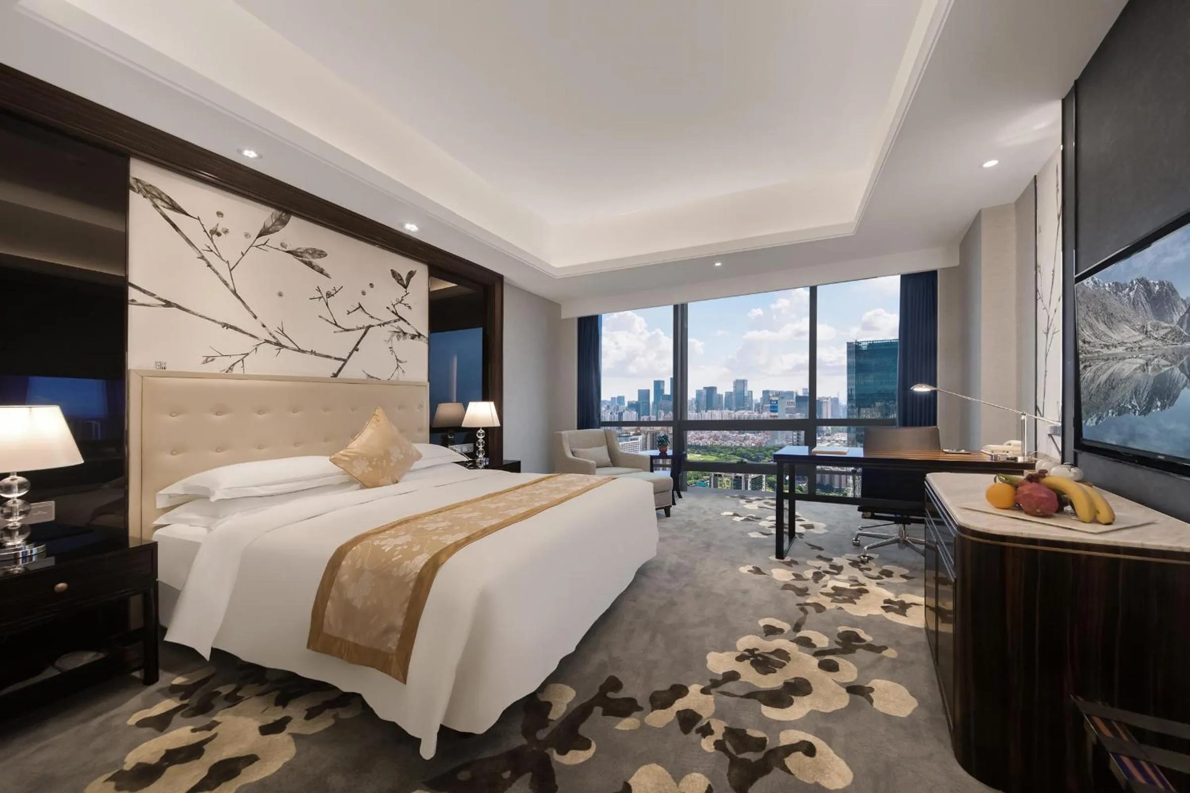 Bed in Huaqiang Plaza Hotel Shenzhen, Enjoy Complimentary Mini Bar & Night Snack, Add breakfast - enjoy complimentary afternoon tea