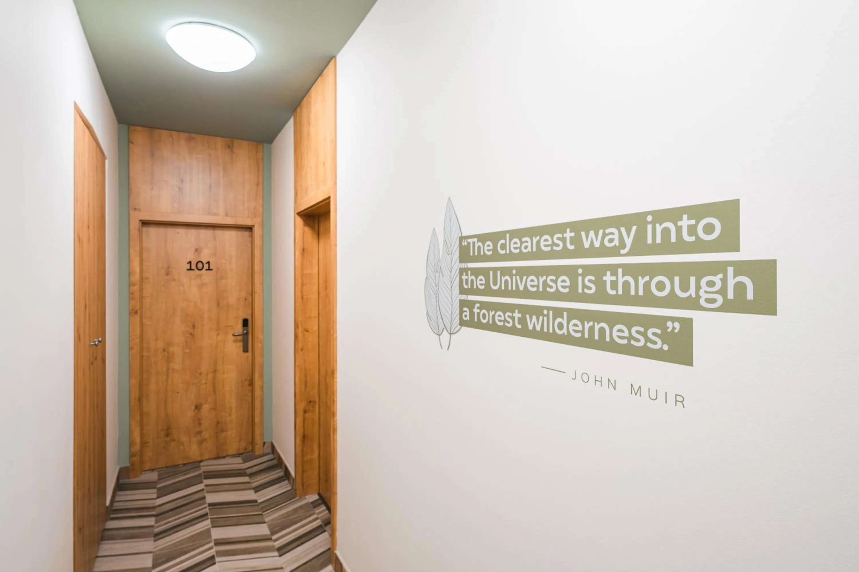 Text overlay in Luma Terra Prague Hostel