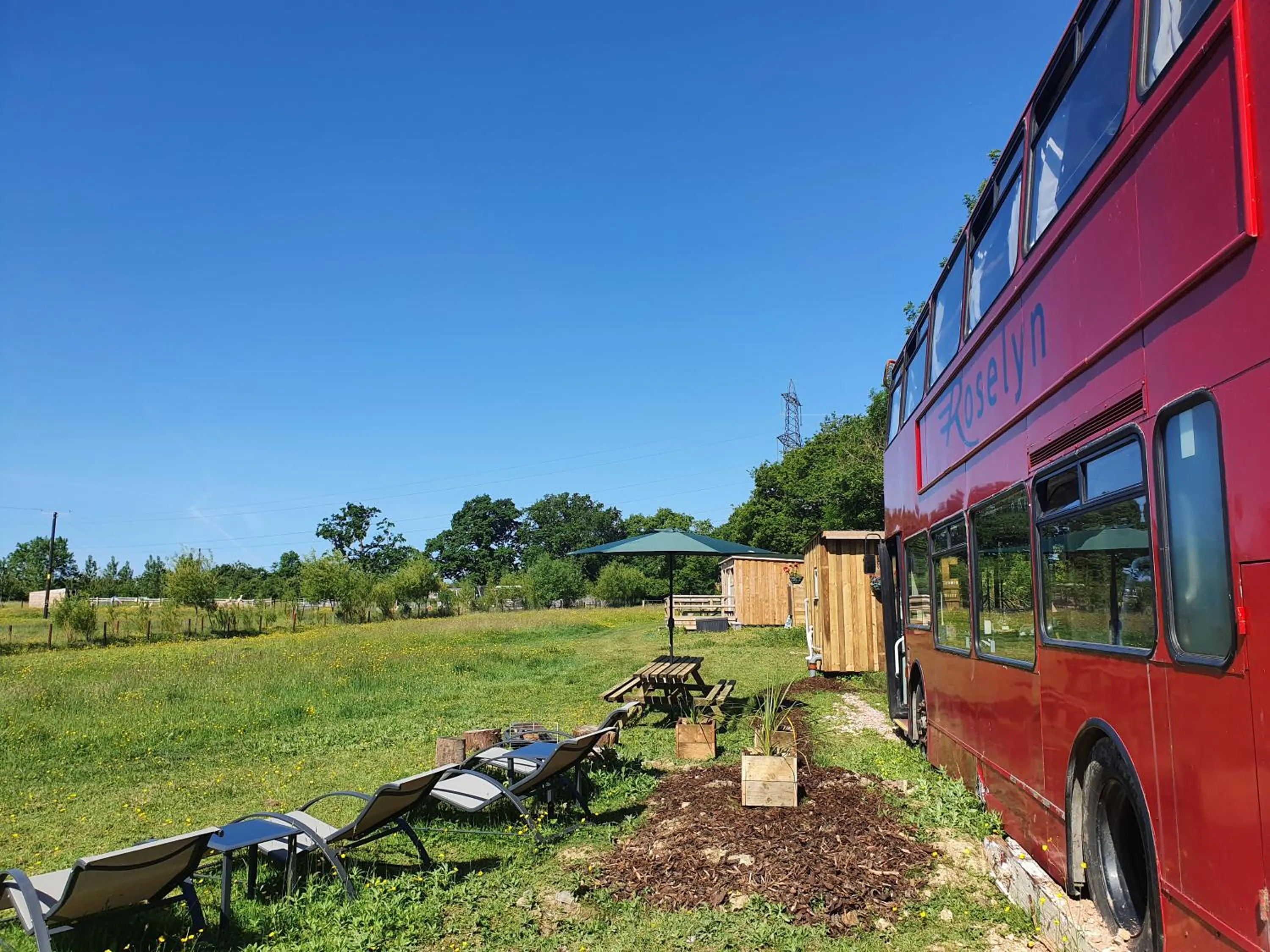 View (from property/room) in Double Decker Bus on an Alpaca Farm sleeps 8