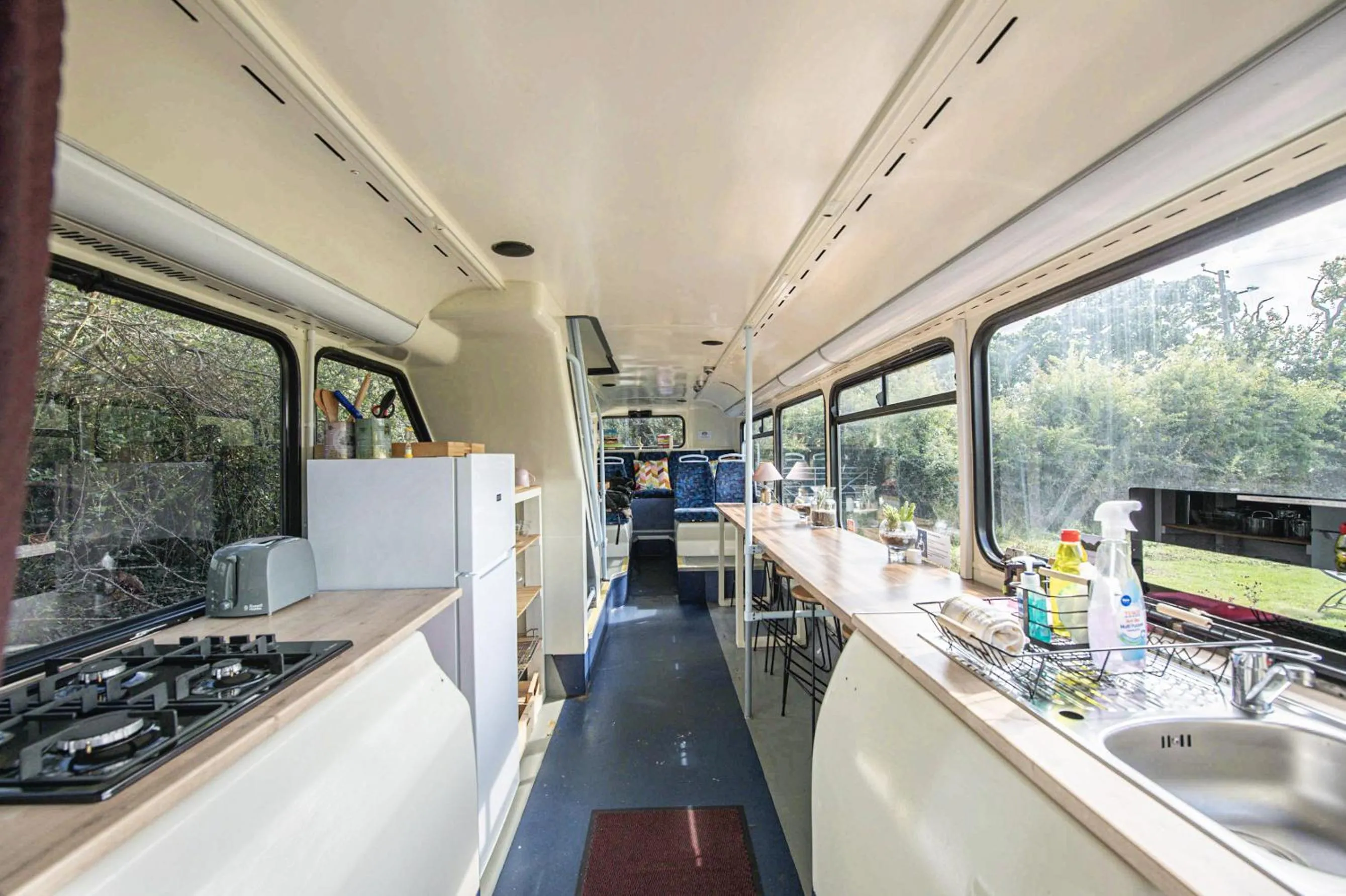 Kitchen or kitchenette in Double Decker Bus on an Alpaca Farm sleeps 8