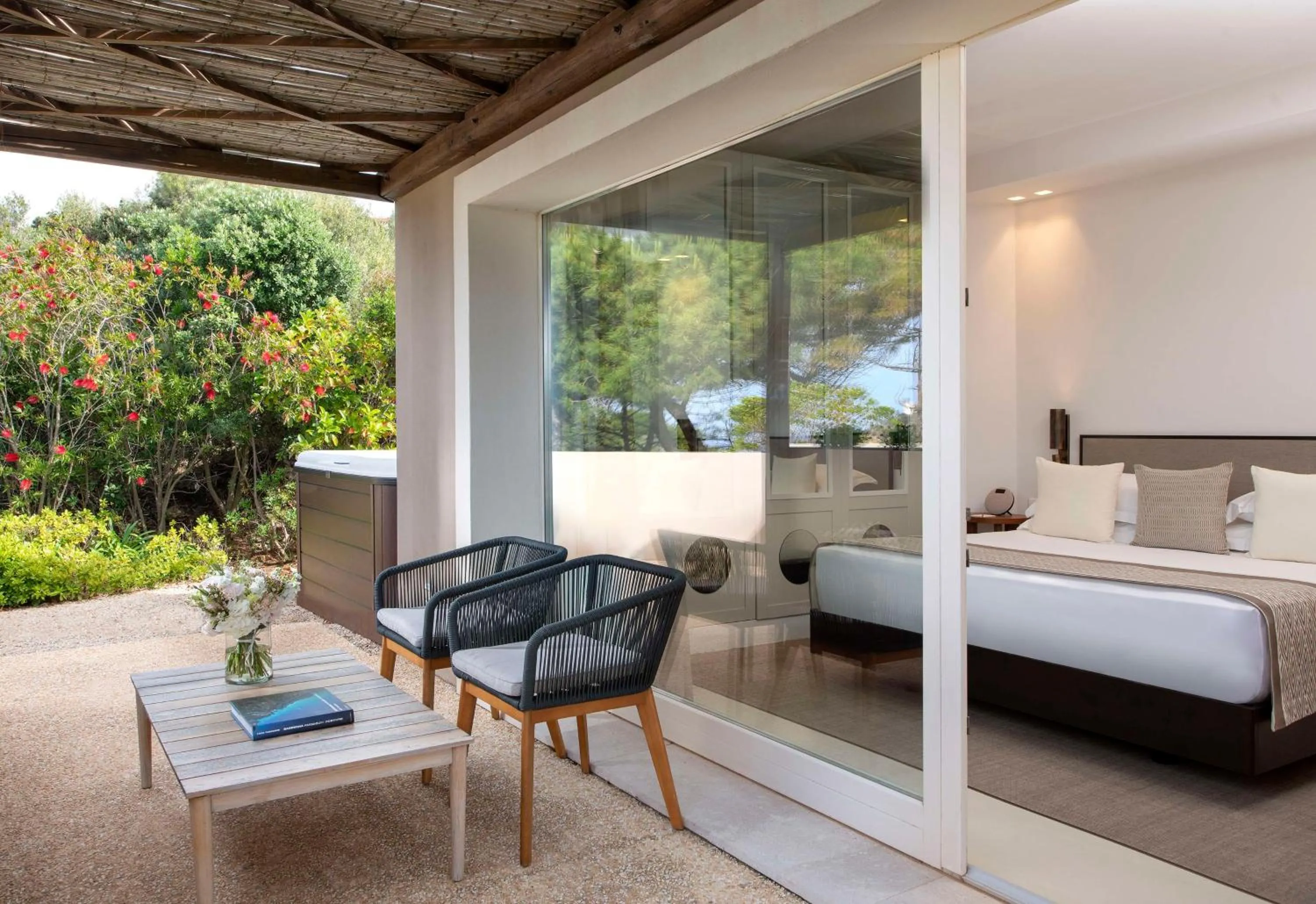 View (from property/room), Bed in Baia Di Chia Resort Sardinia, Curio Collection By Hilton