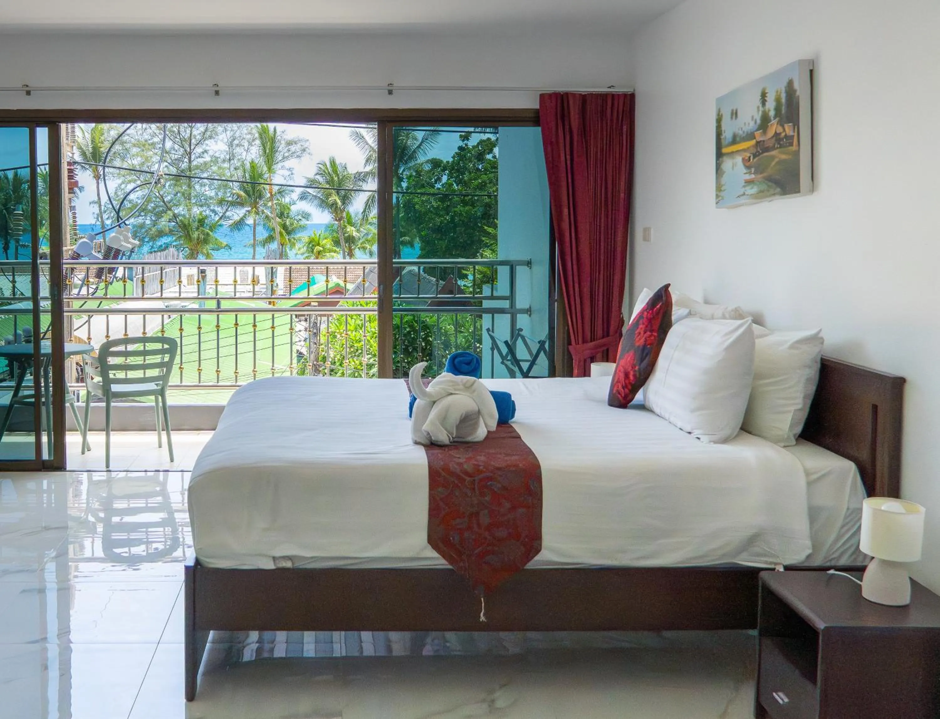 View (from property/room), Bed in Deng's kamala beach Guesthouse