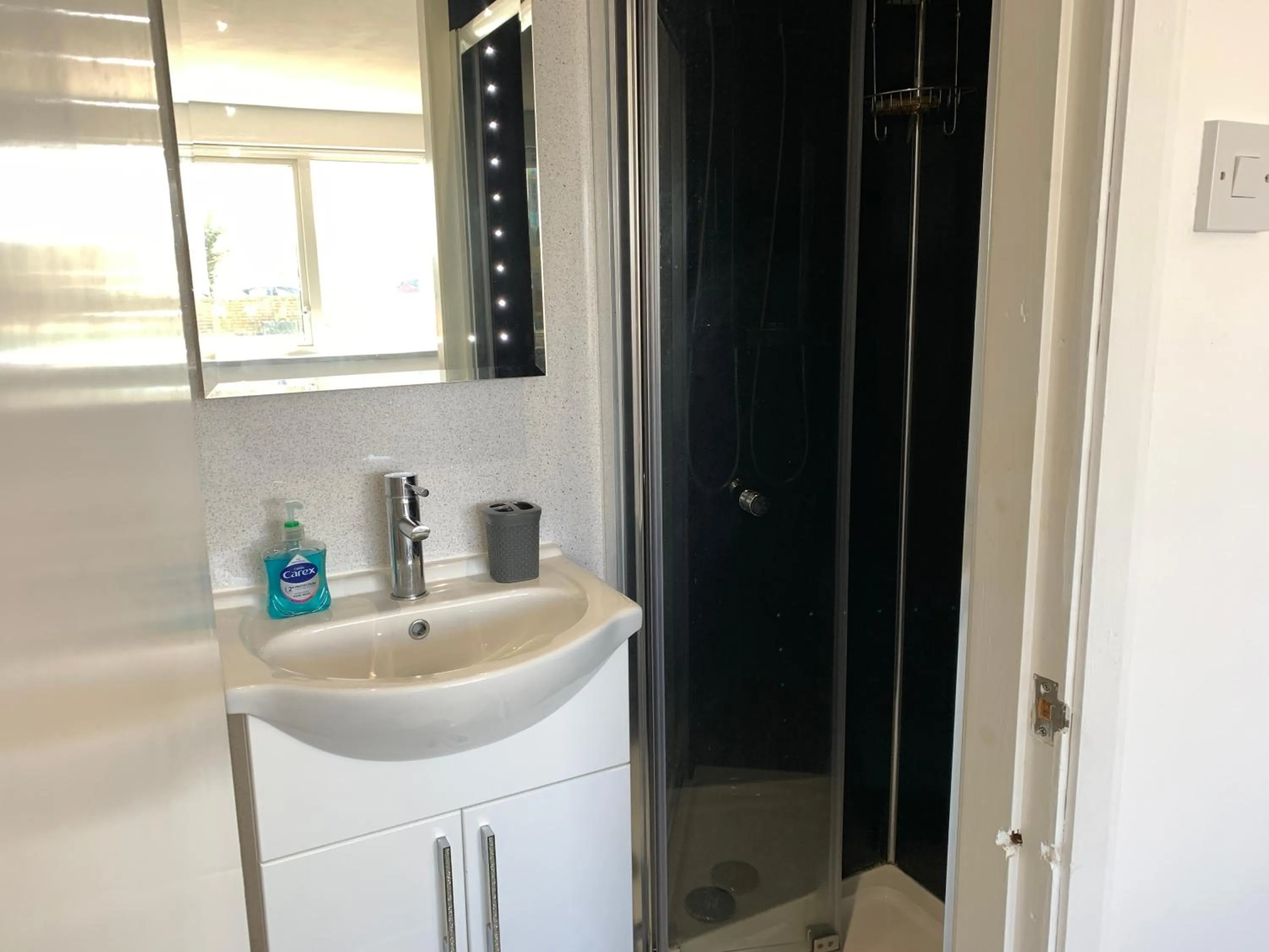 Shower in Beach Front Apartment with Free Parking, St Annes
