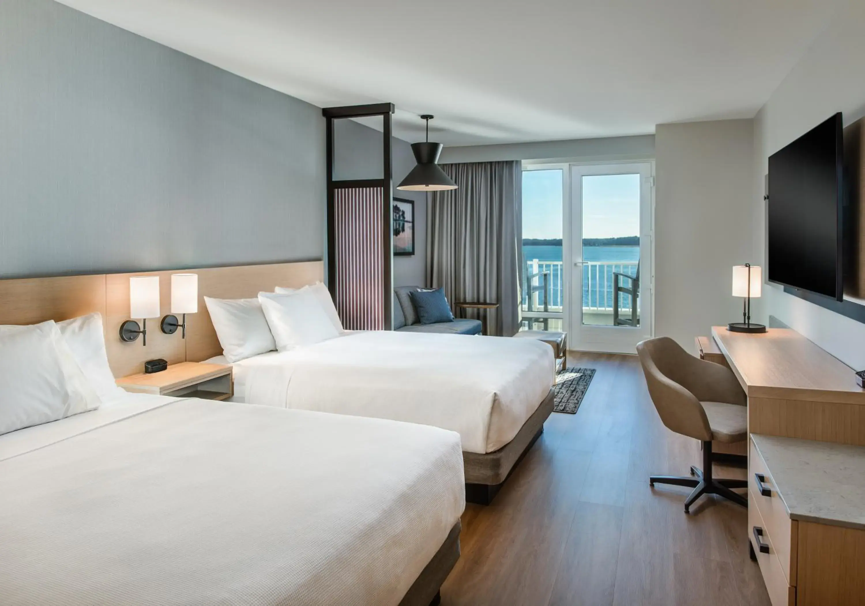 Waterfront Queen Room with Two Queen Beds and Balcony in Hyatt Place Kent Narrows And Marina Waterfront Queen Room with Two Queen Beds and Balcony in Hyatt Place Kent Narrows And Marina