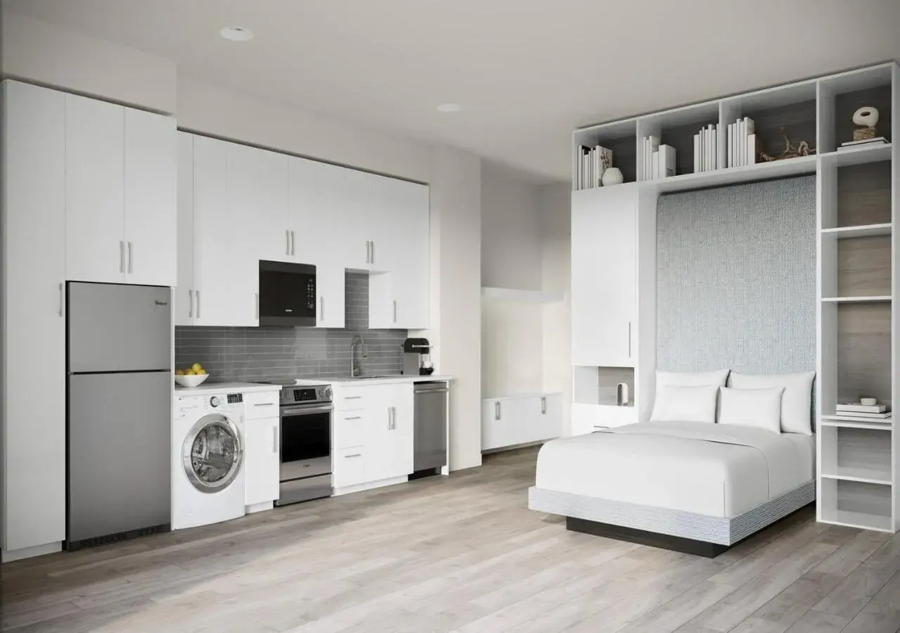 Kitchen or kitchenette, Bed in AKA West Palm Kitchen or kitchenette, Bed in AKA West Palm