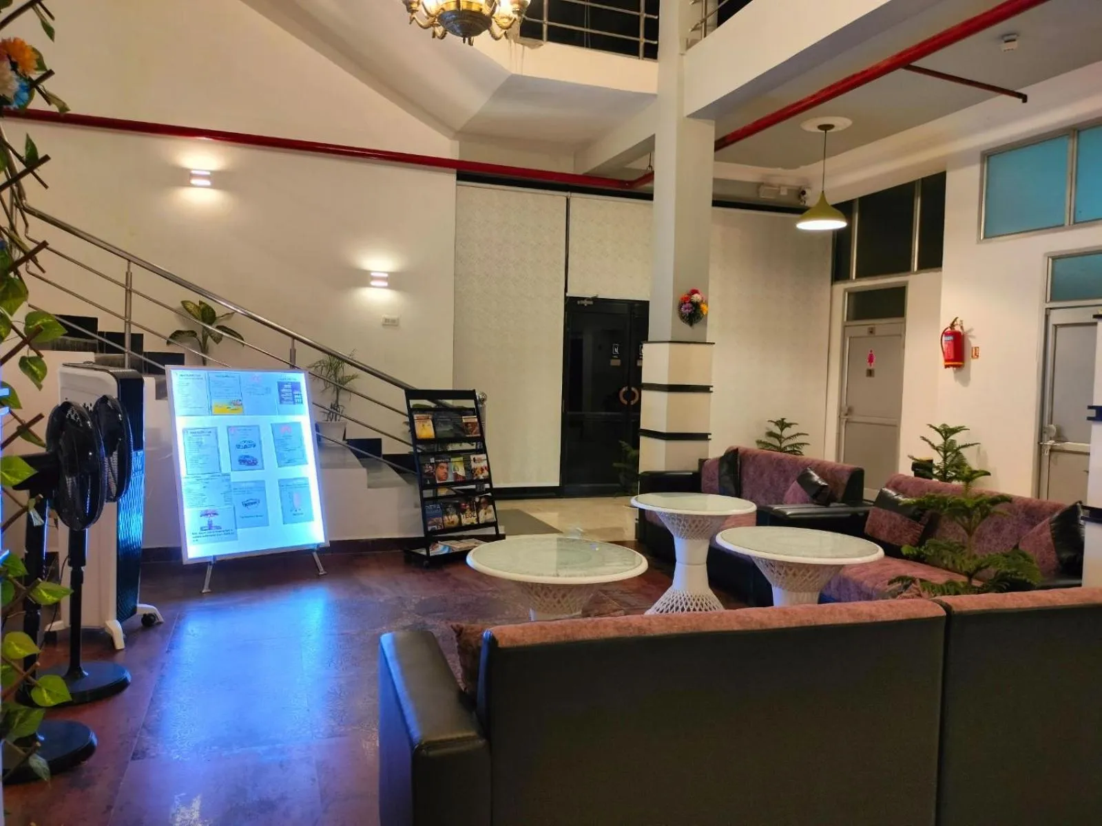 Lobby or reception in Hotel Buddha Park near Sarnath, Varanasi