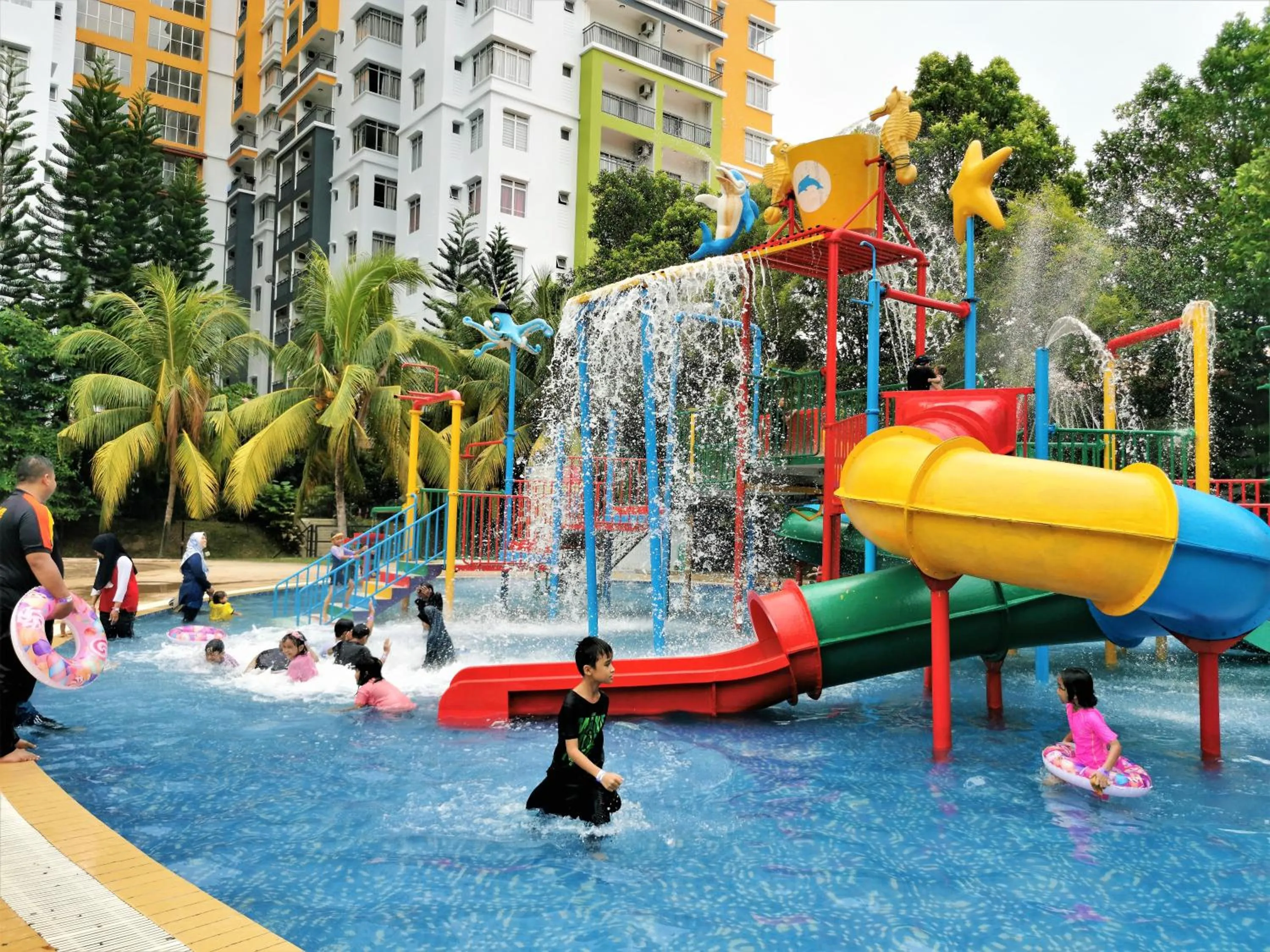 People in FHS Water Themepark Resort Melaka Town City Tengah