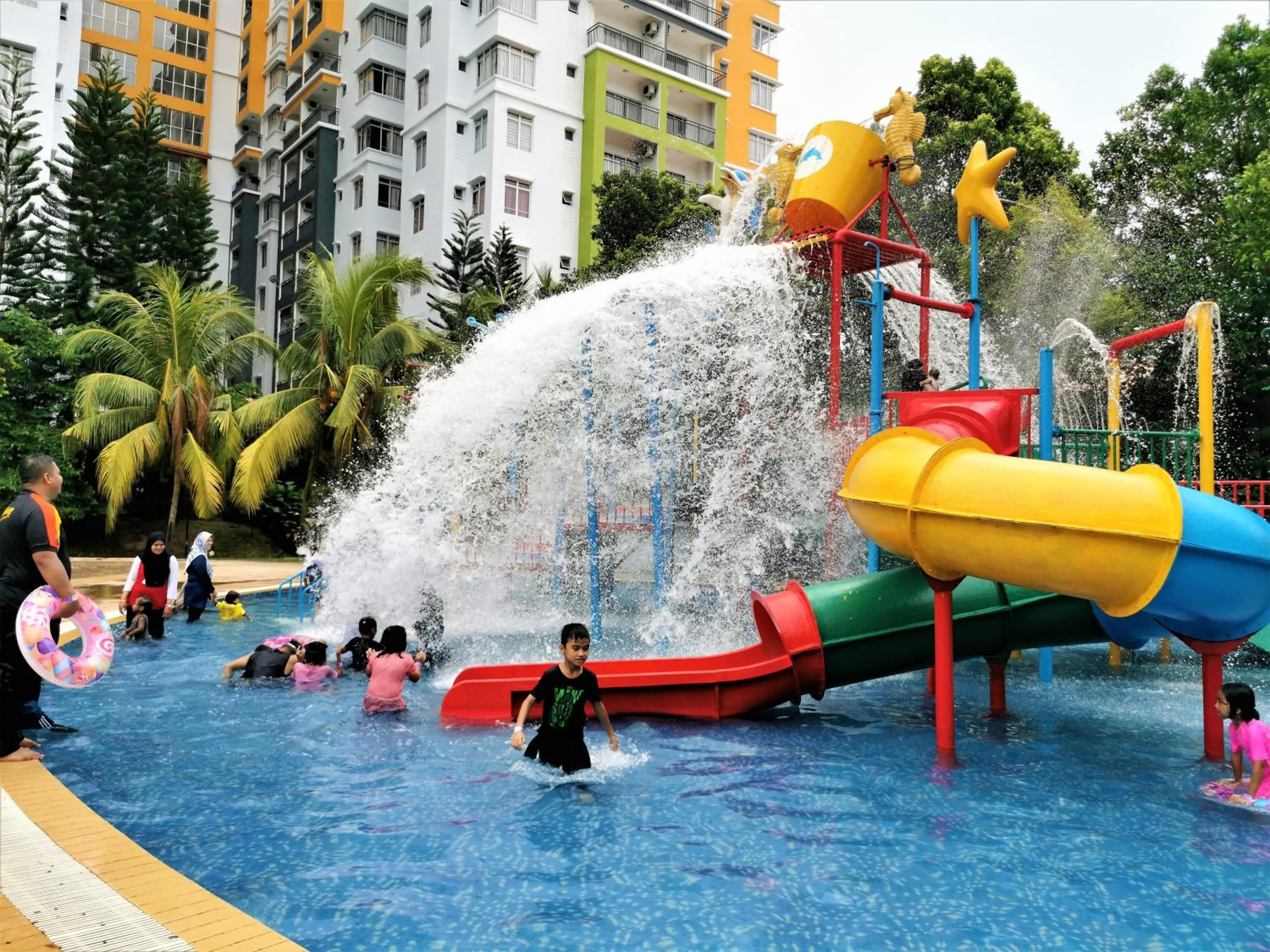 People in FHS Water Themepark Resort Melaka Town City Tengah
