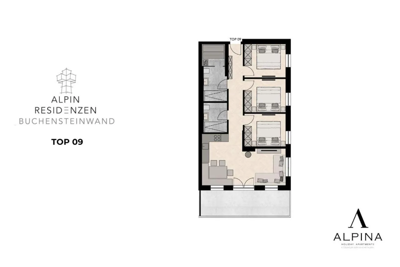 Floor plan in Alpin Residenzen Buchensteinwand St. Ulrich by Alpina-Holiday