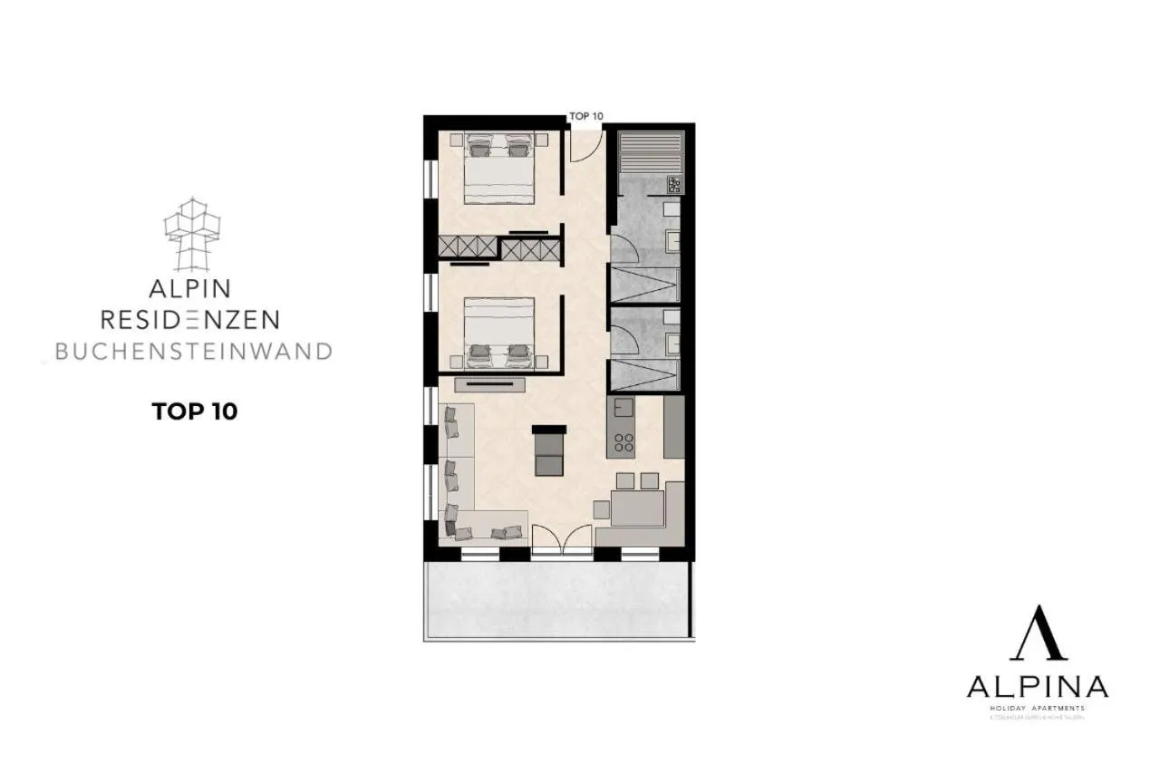 Floor plan in Alpin Residenzen Buchensteinwand St. Ulrich by Alpina-Holiday