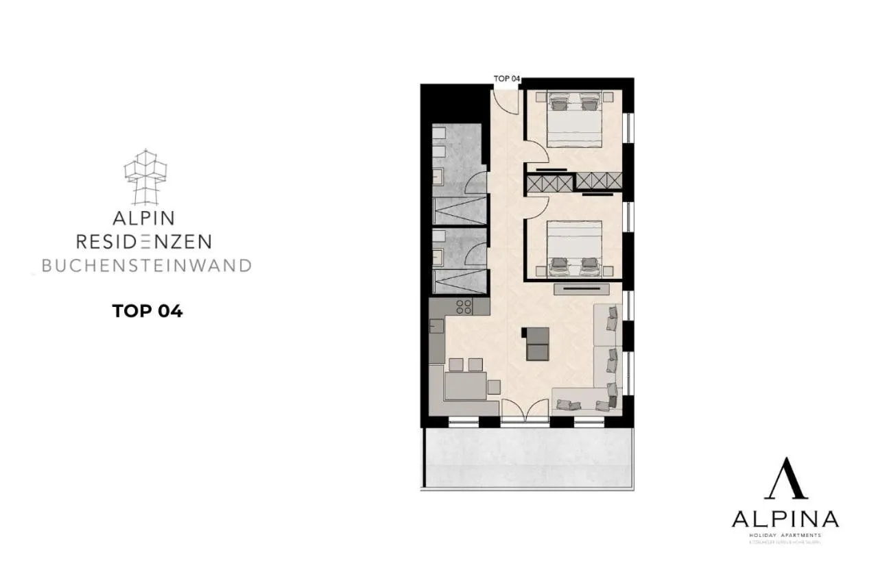 Floor plan in Alpin Residenzen Buchensteinwand St. Ulrich by Alpina-Holiday