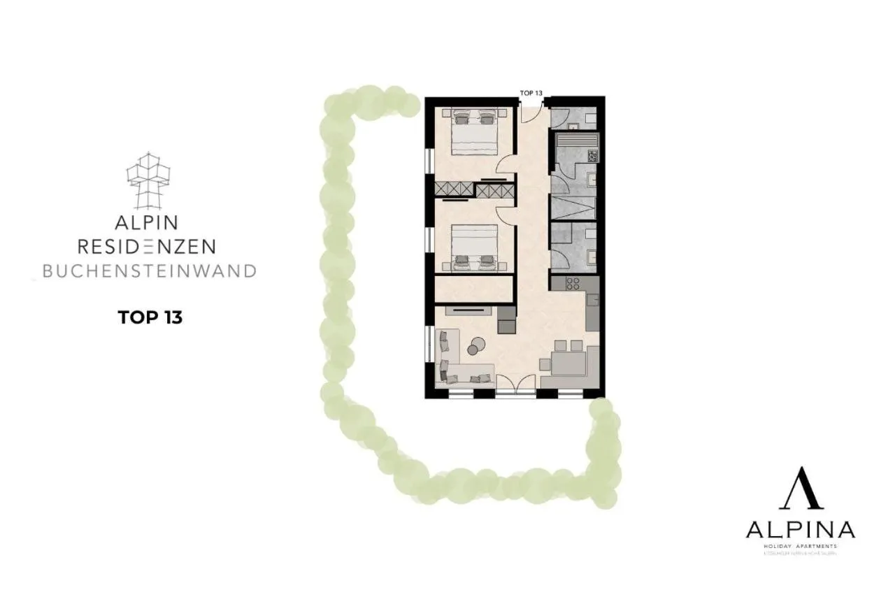 Floor plan in Alpin Residenzen Buchensteinwand St. Ulrich by Alpina-Holiday