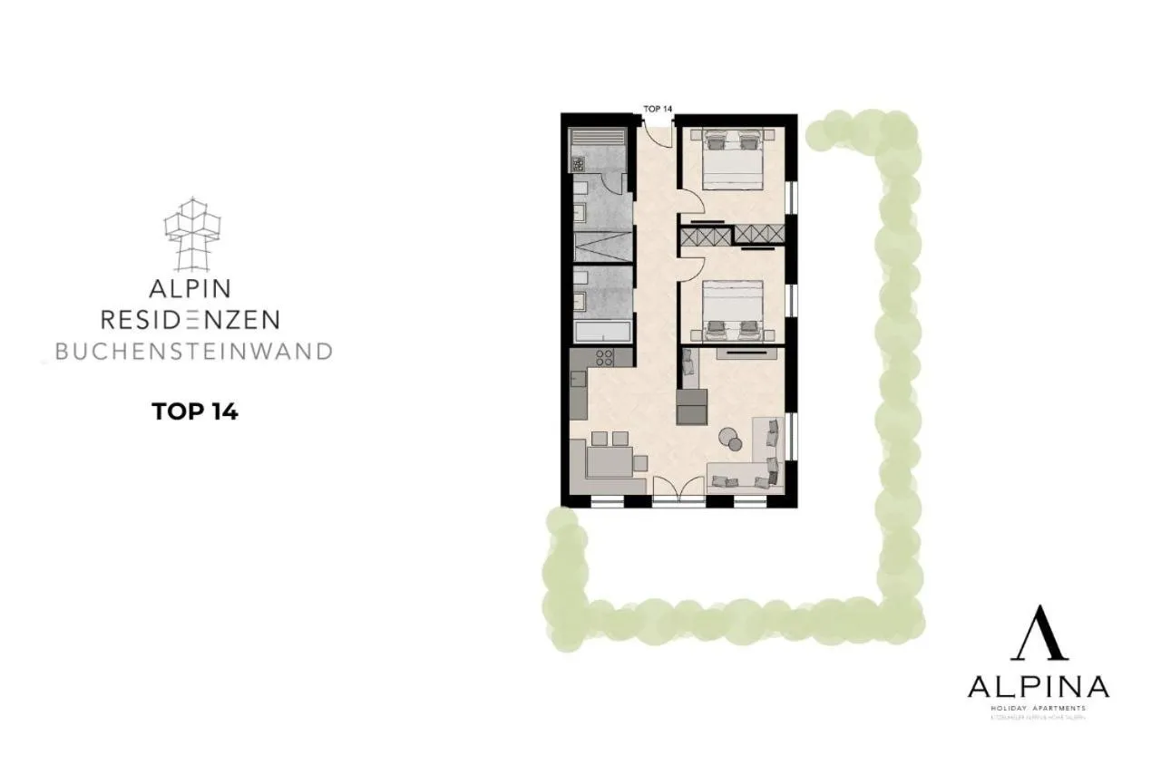 Floor plan in Alpin Residenzen Buchensteinwand St. Ulrich by Alpina-Holiday