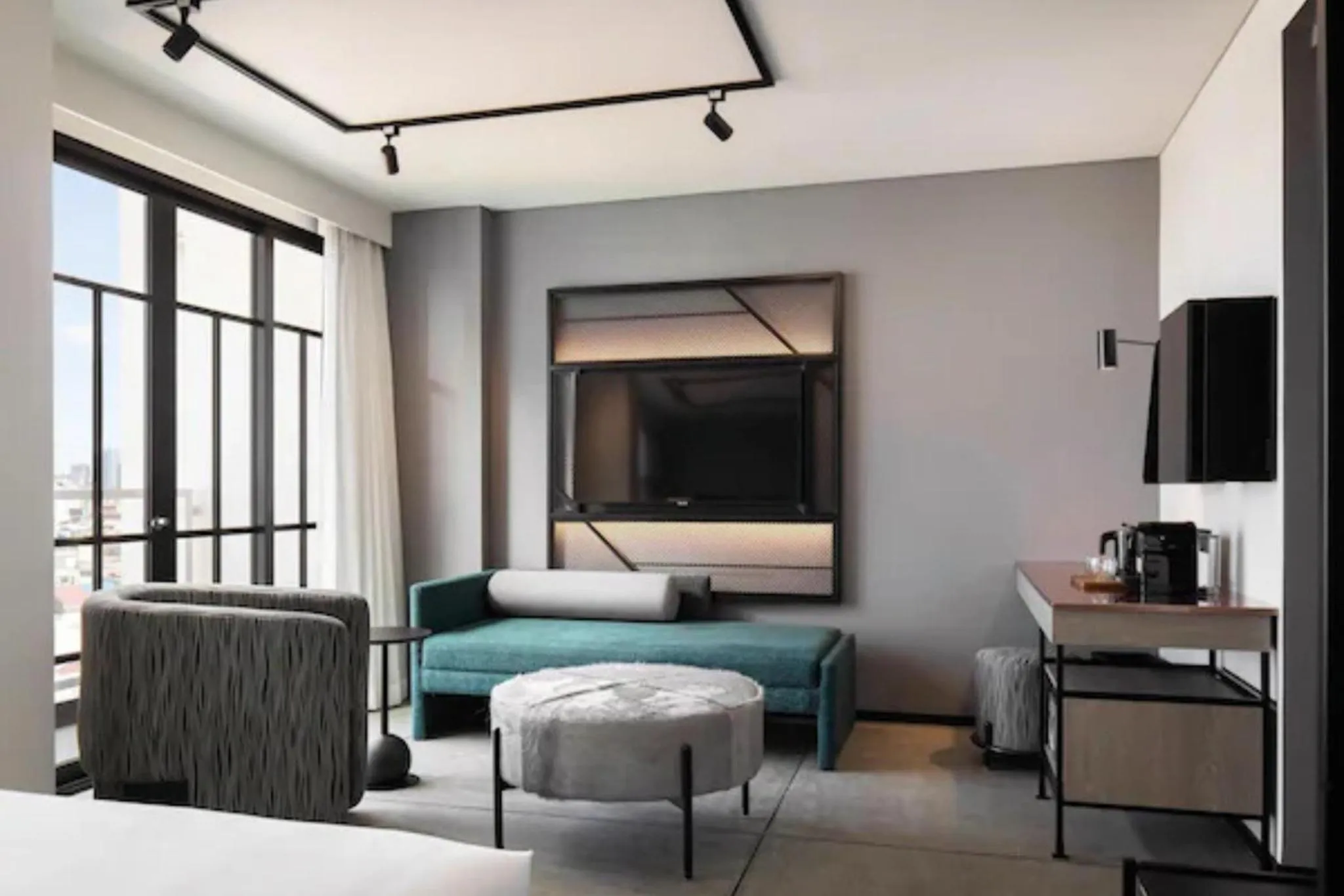 Living room, Bed in TRIBE Phnom Penh Post Office